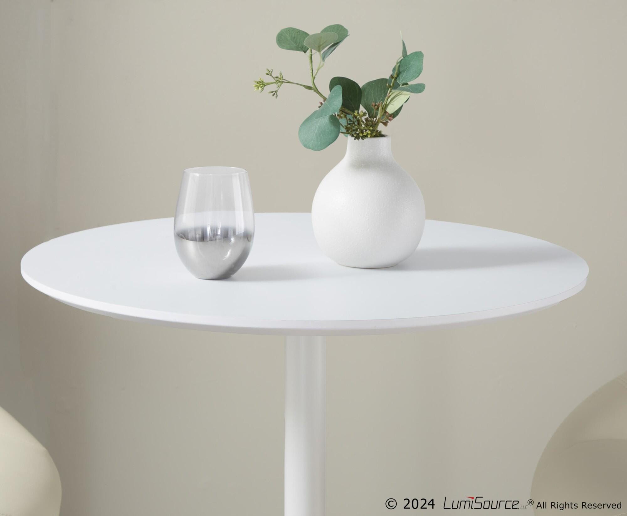 LumiSource Pebble Adjustable Height Bar Table, White, large