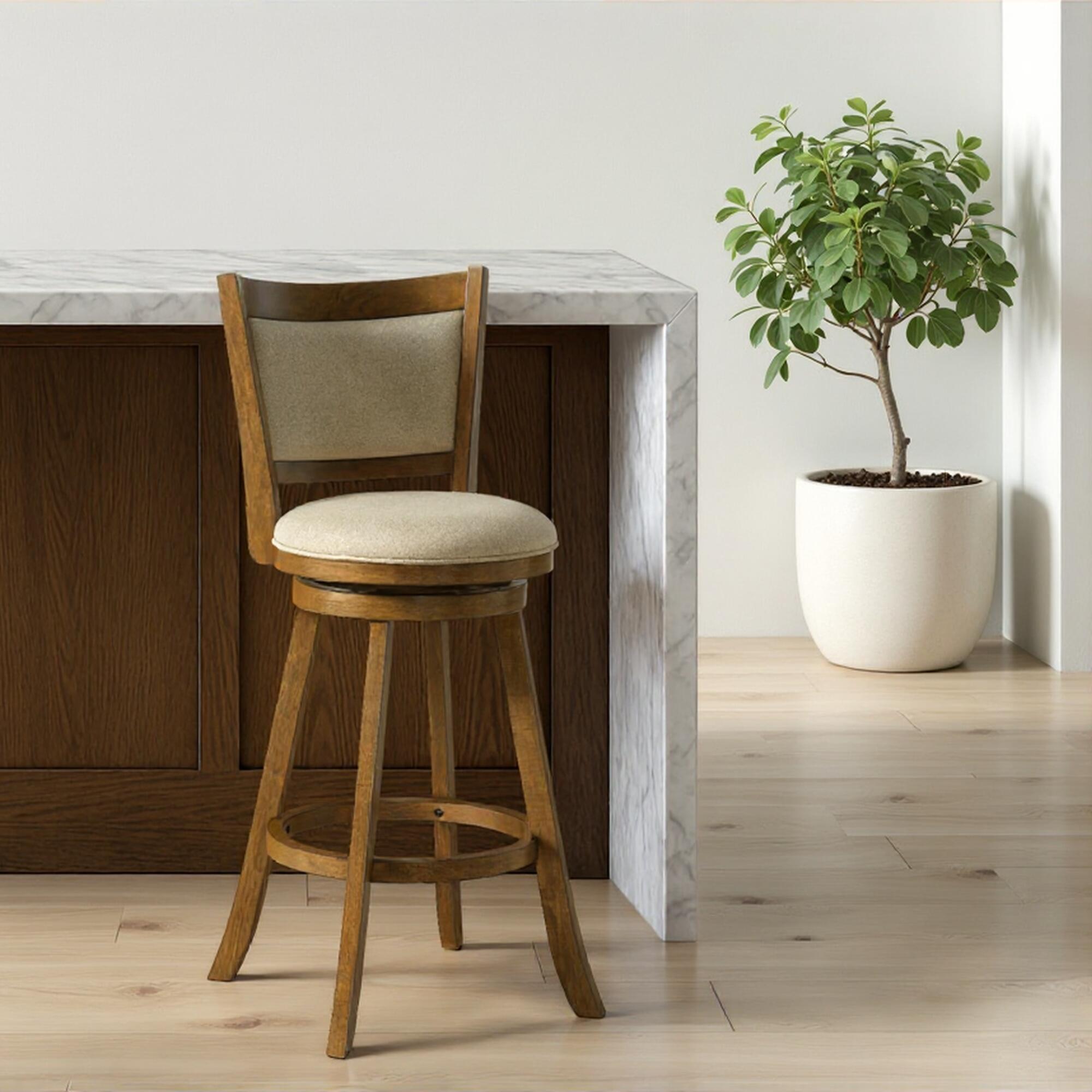 Armen Living Aiden Bar Height Bar Stool, Light Scone/Sepia Brown, rollover