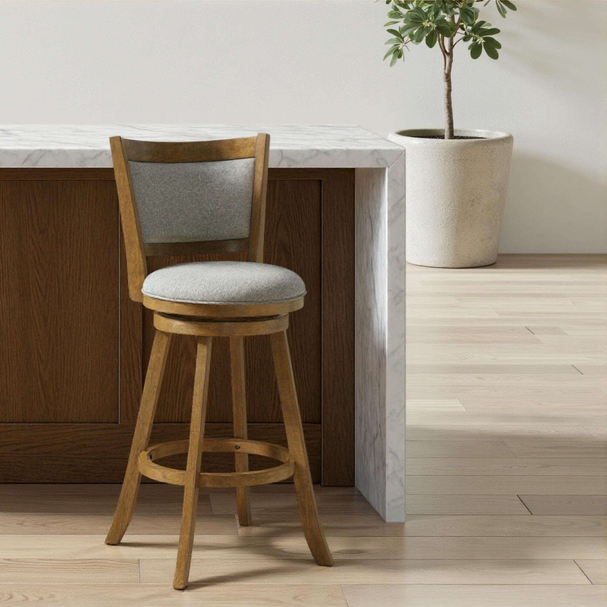 Armen Living Aiden Bar Height Bar Stool, Gray/Sepia Brown, rollover