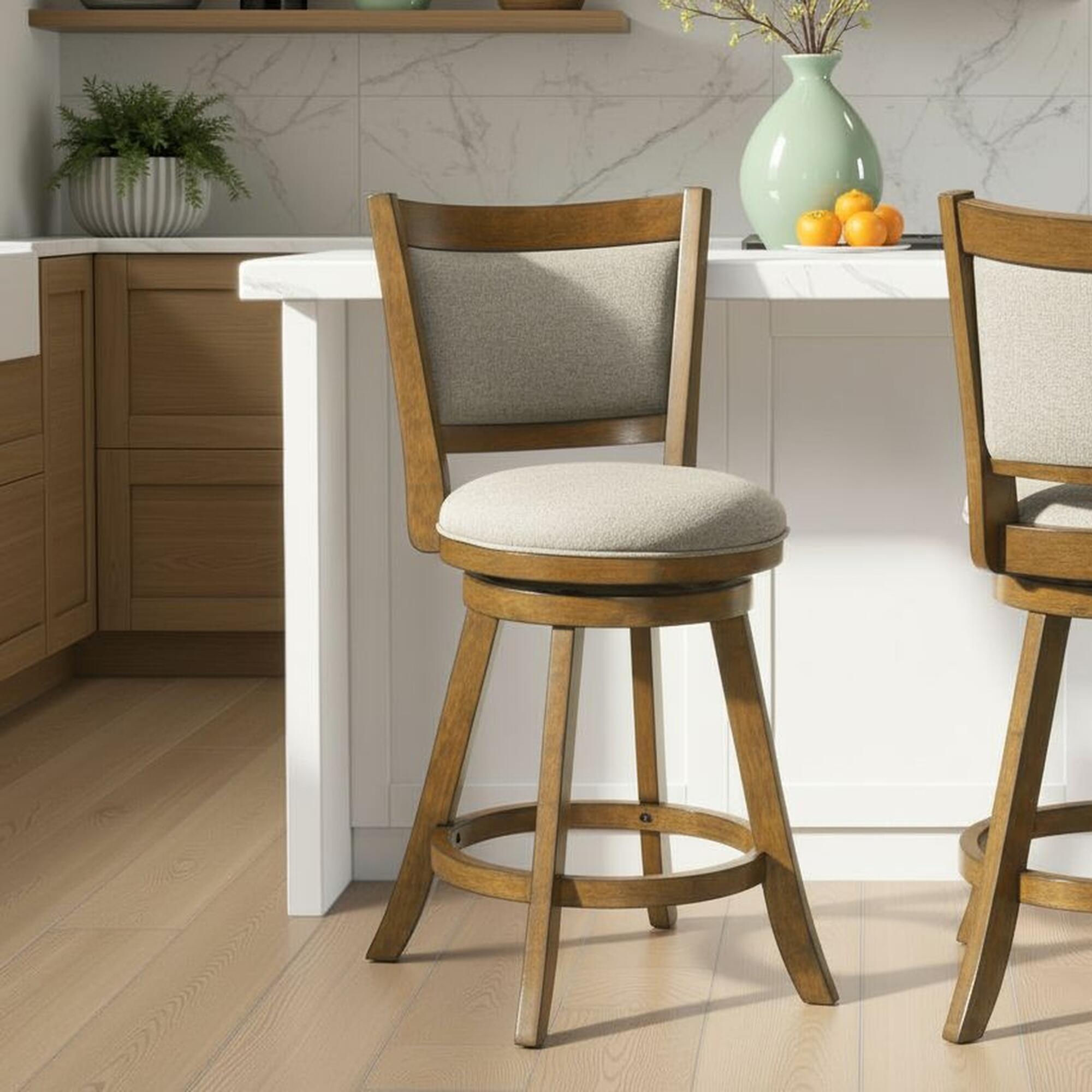 Armen Living Aiden Counter Height Bar Stool, Gray/Sepia Brown, rollover