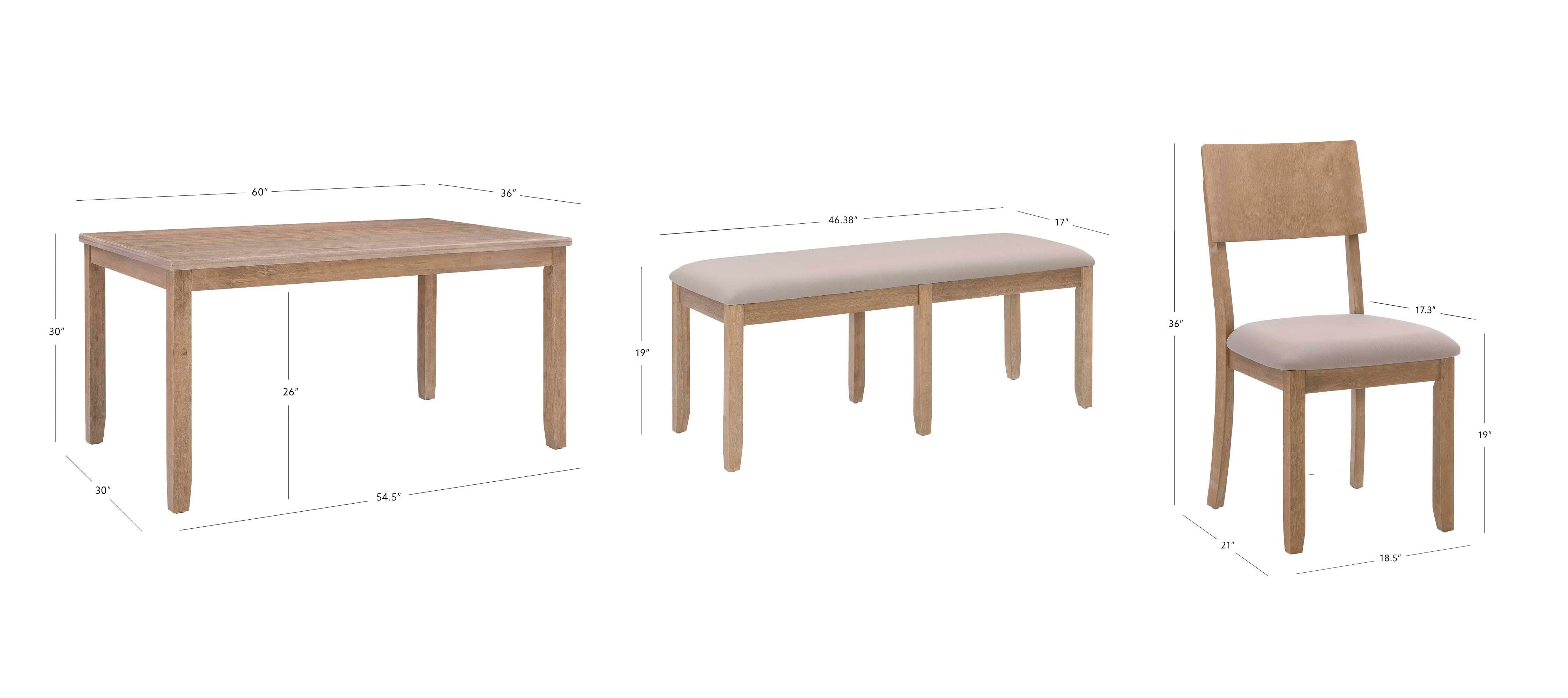 Linon Jocey Dining Table and 4 Chairs and Bench Set | Ashley