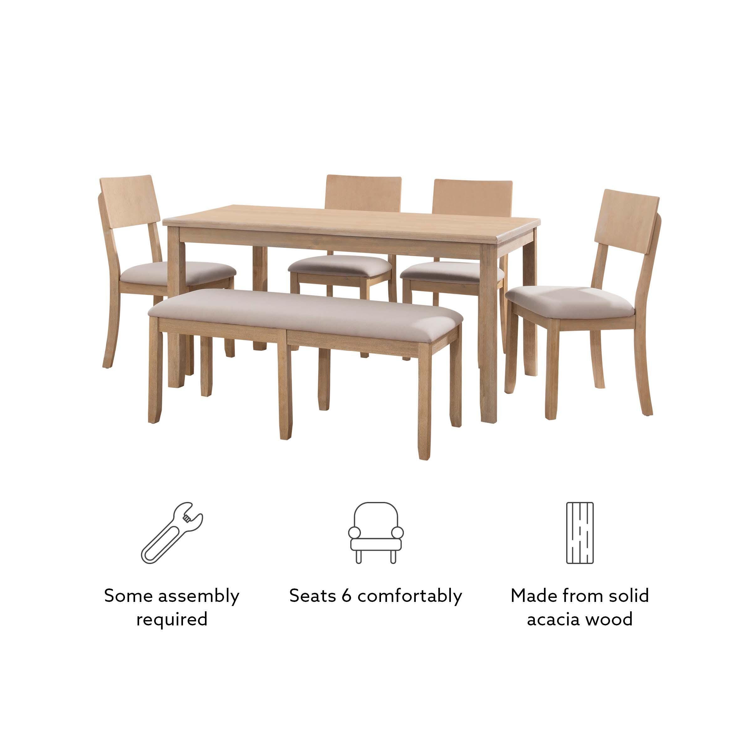 Linon Jocey Six Piece Dining Set, Graywash, large