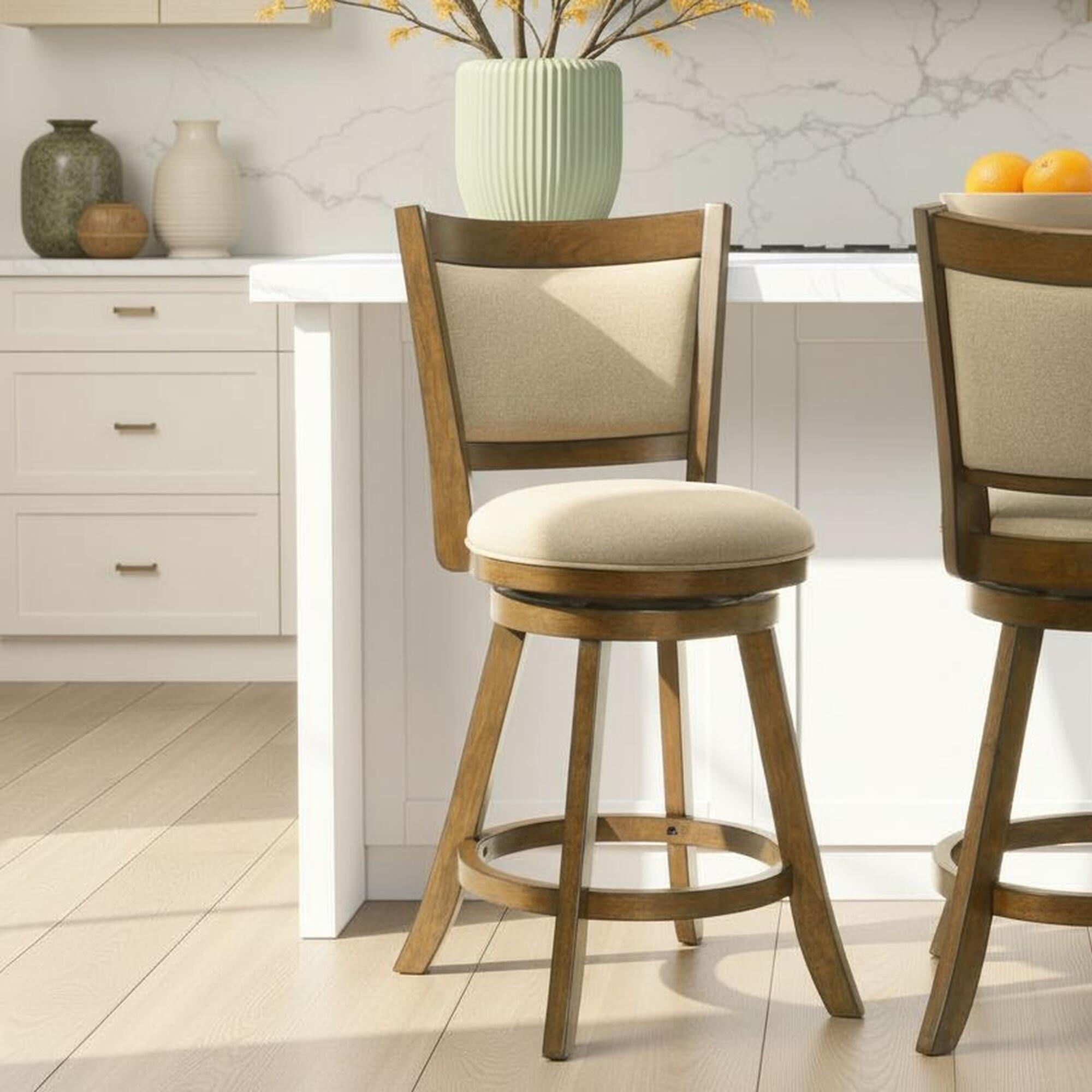 Armen Living Aiden Counter Height Bar Stool, Light Scone/Sepia Brown, large