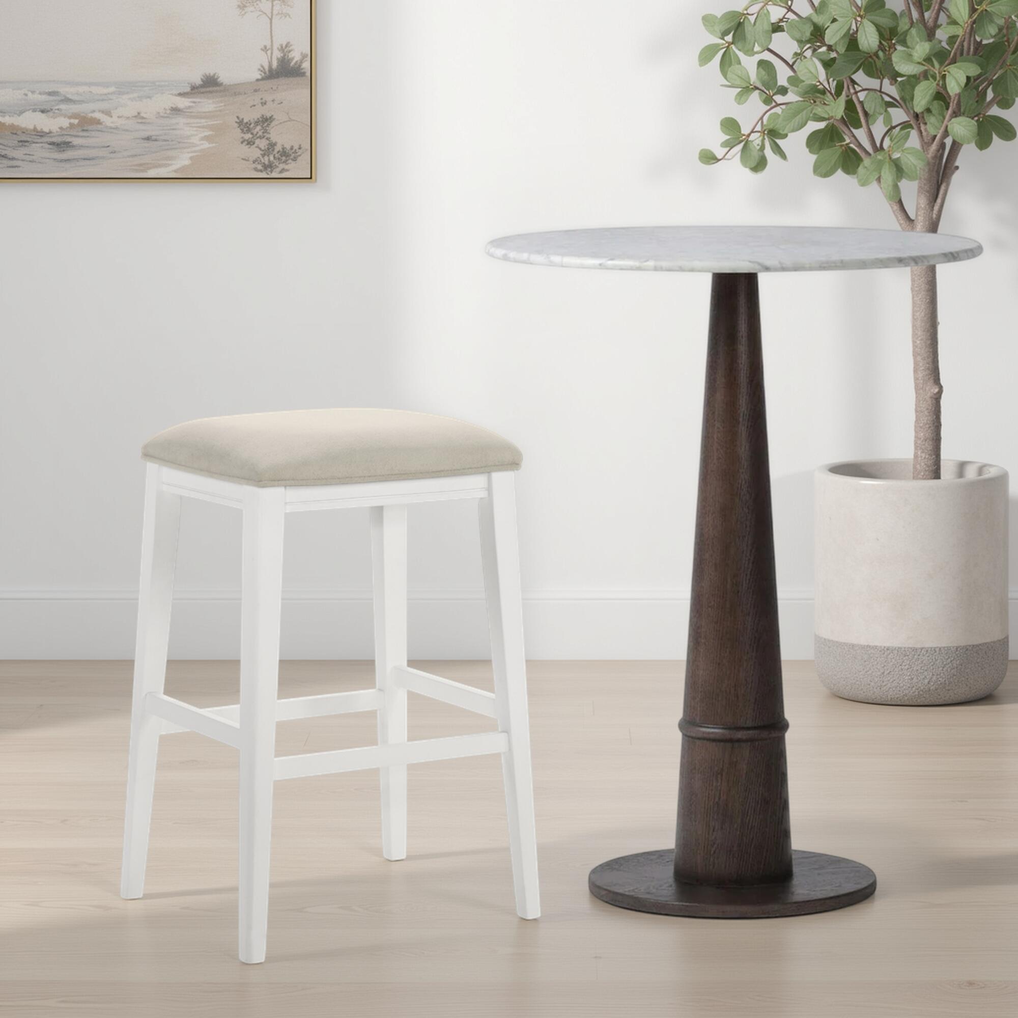 Armen Living Jane Bar Height Bar Stool, Cream/White, large