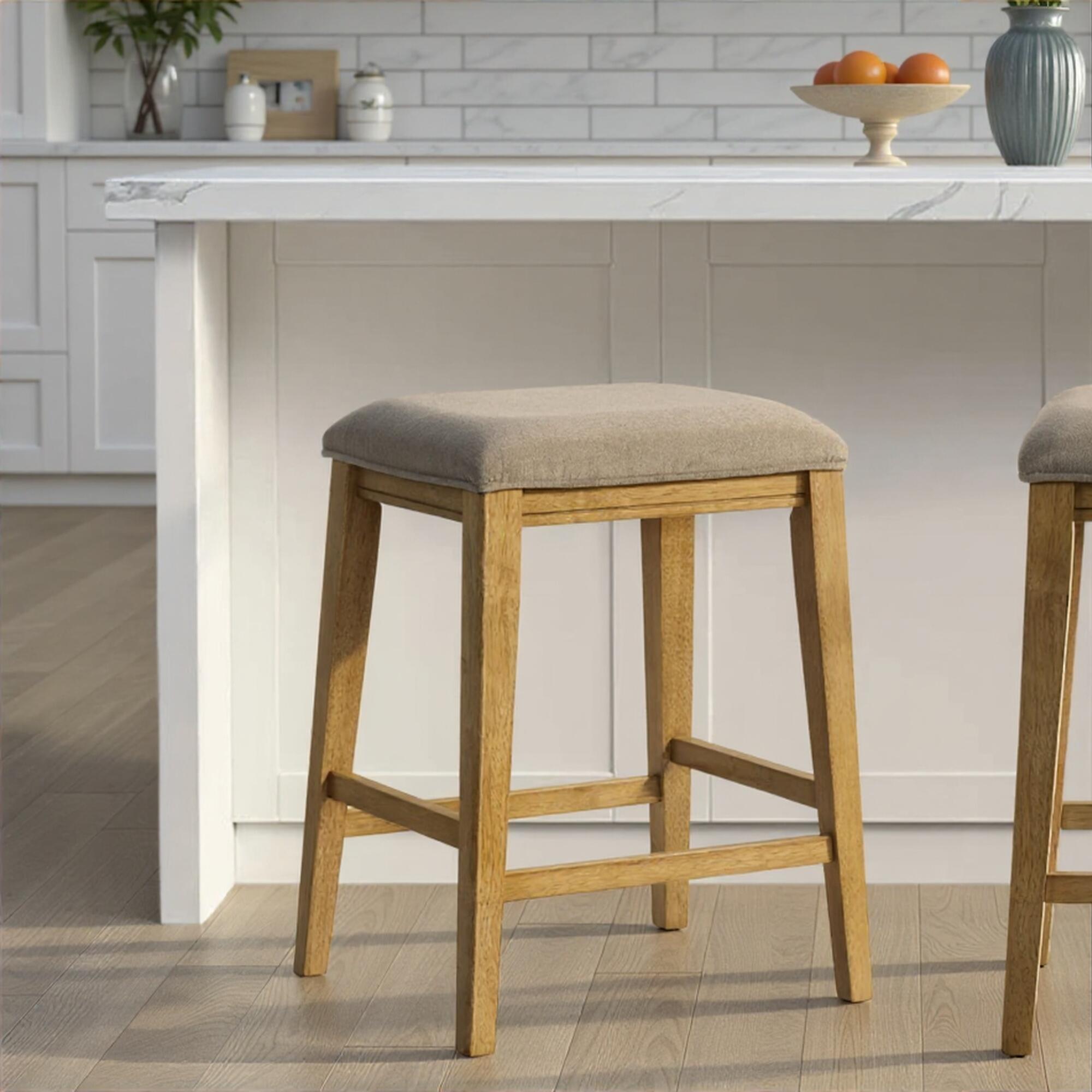 Armen Living Jane Counter Height Bar Stool, Taupe/Amber Glow, rollover