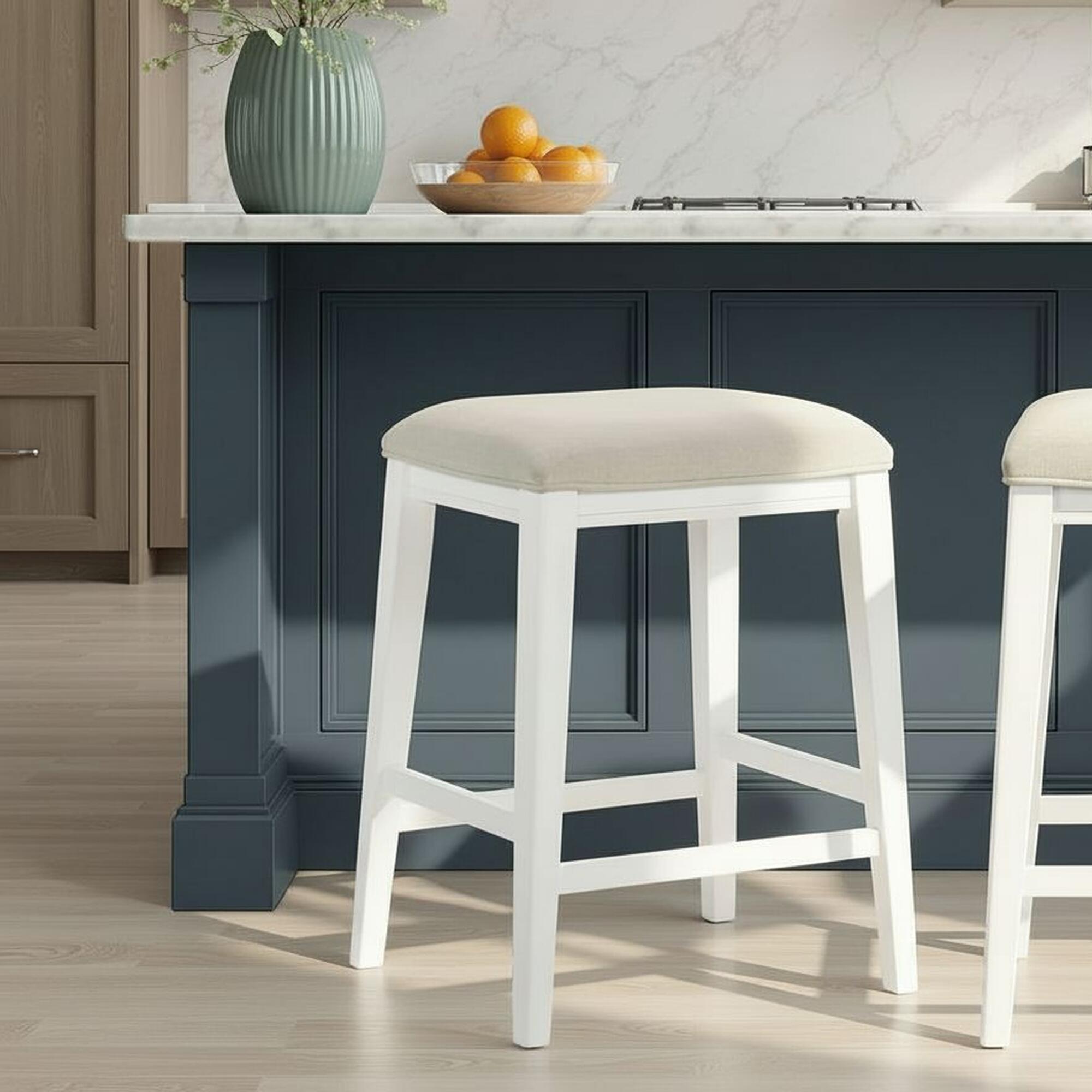 Armen Living Jane Counter Height Bar Stool, Cream/White, rollover