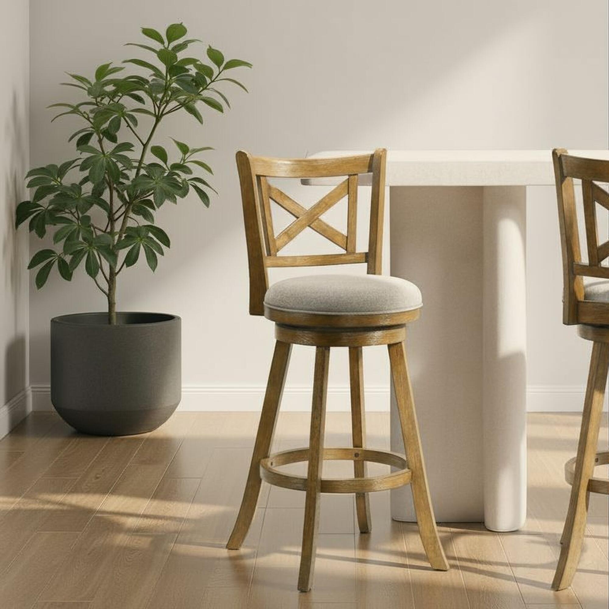 Armen Living Kodi Bar Height Bar Stool, Gray/Sepia Brown, large