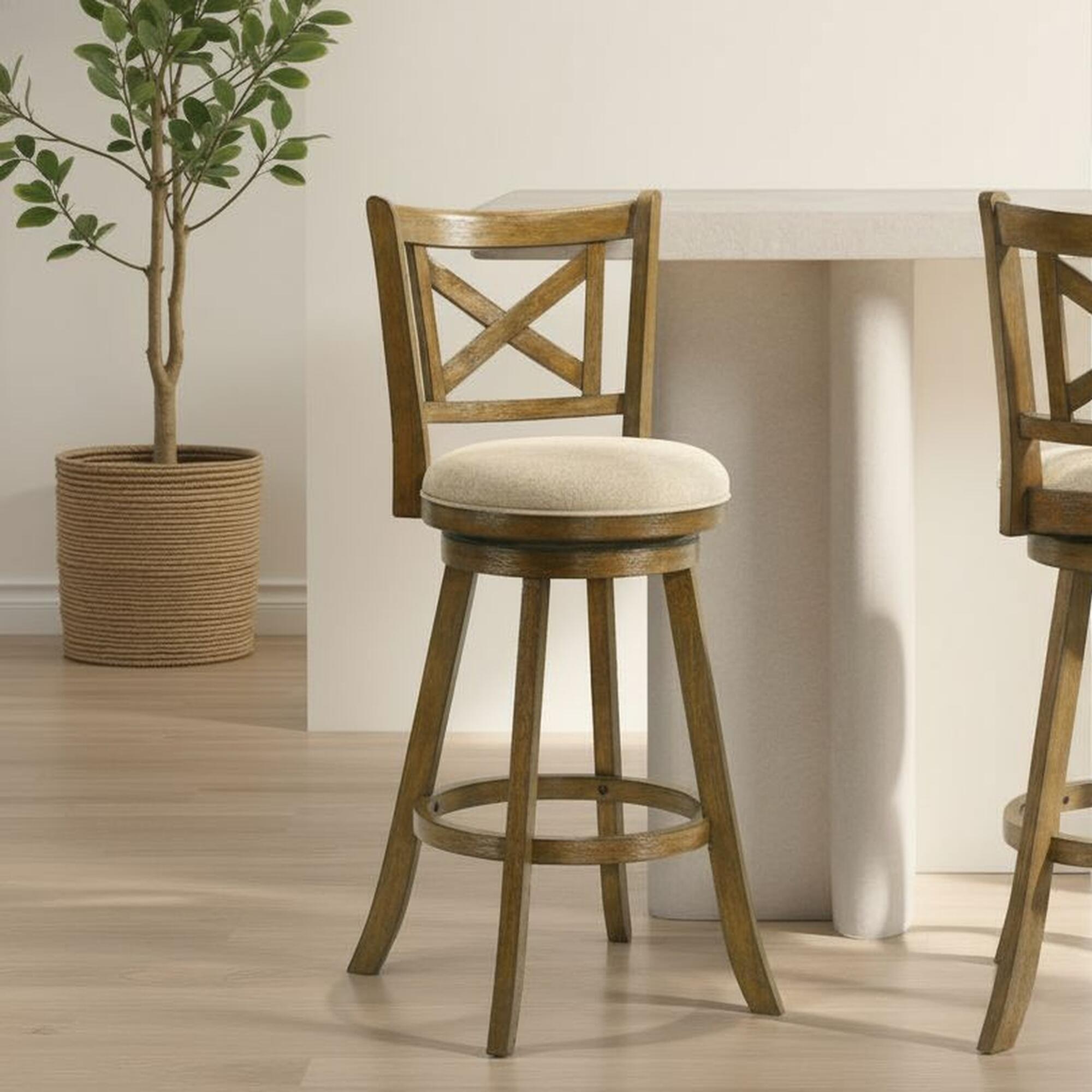 Armen Living Kodi Bar Height Bar Stool, Light Scone/Sepia Brown, rollover