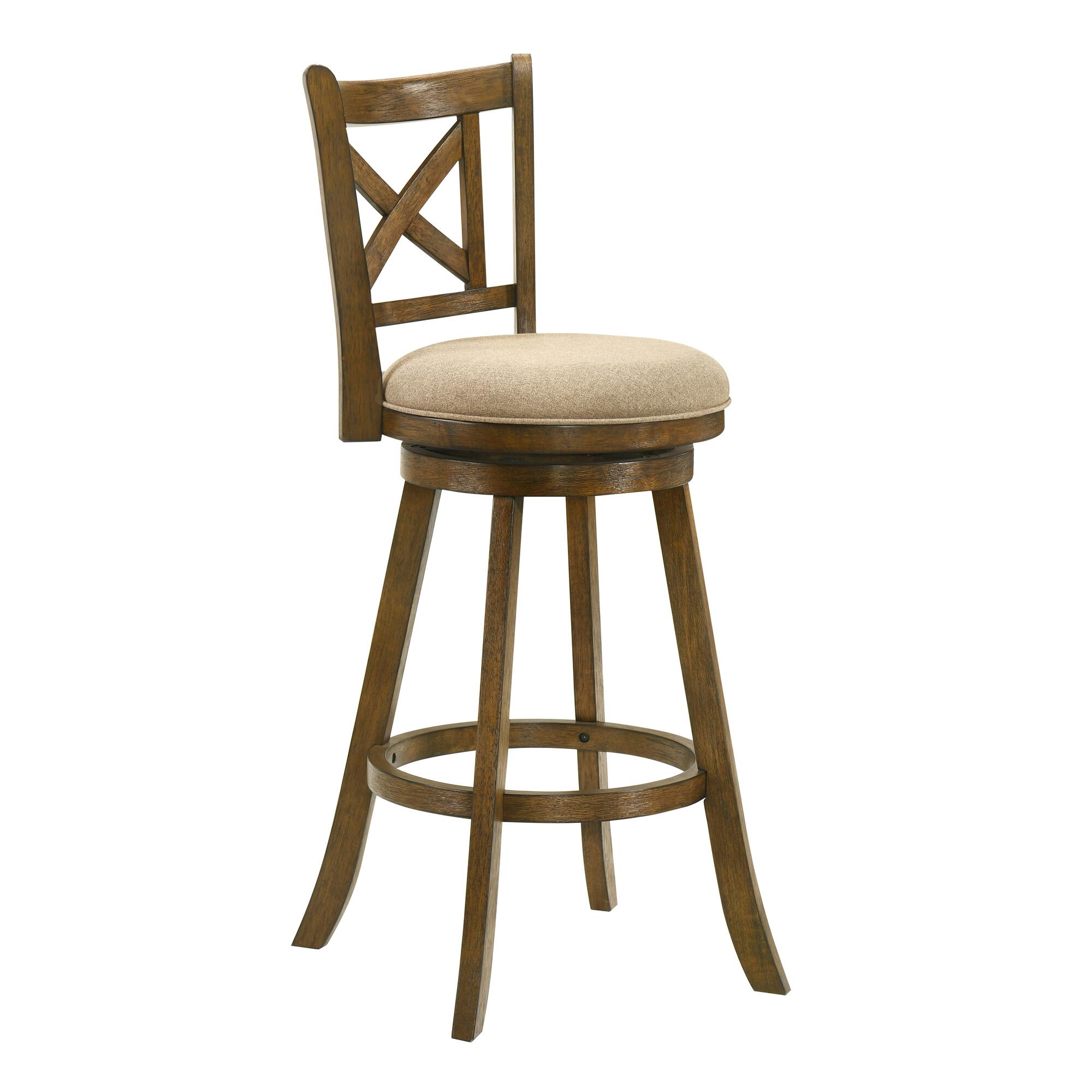 Armen Living Kodi Bar Height Bar Stool, Light Scone/Sepia Brown, large