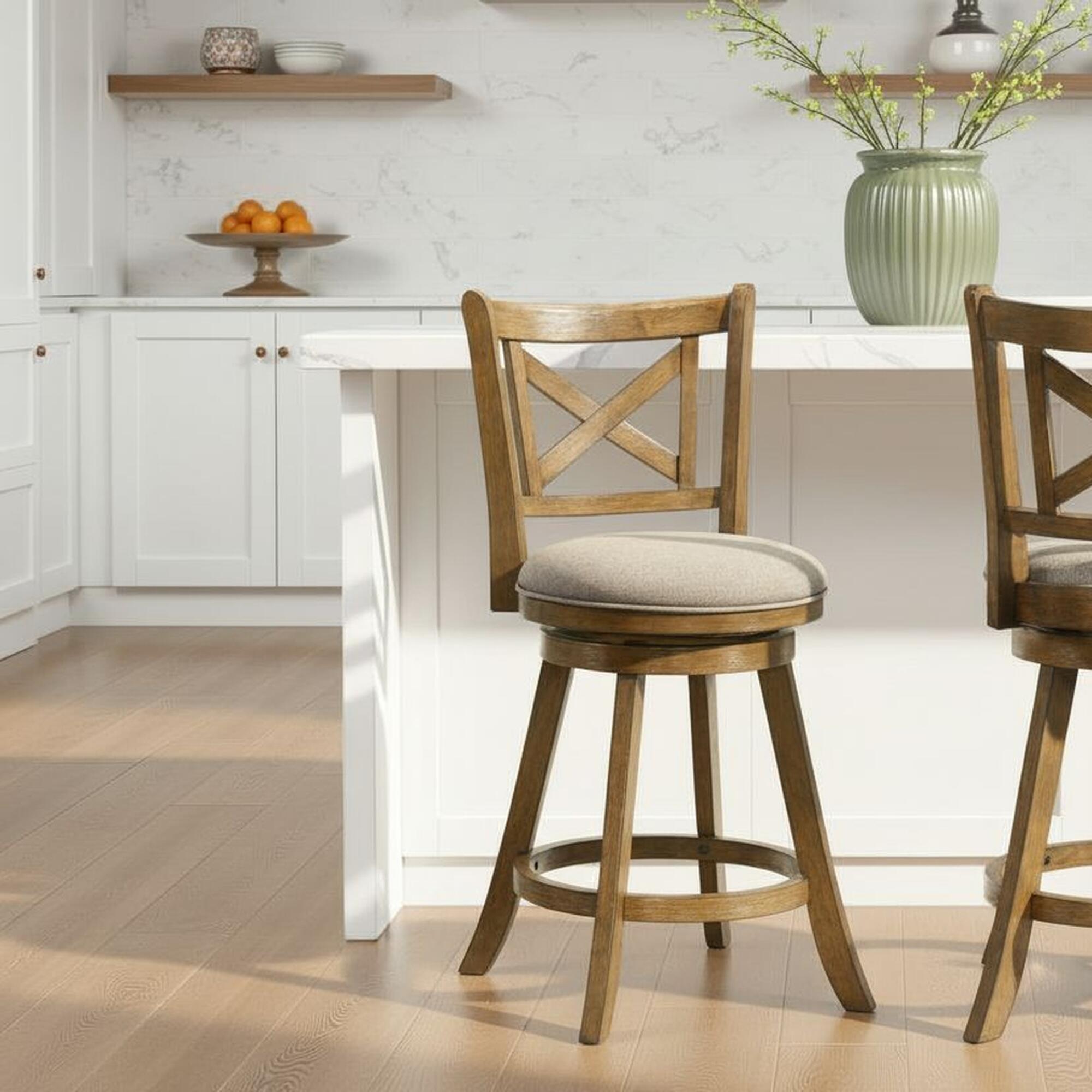 Armen Living Kodi Counter Height Bar Stool, Gray/Sepia Brown, rollover