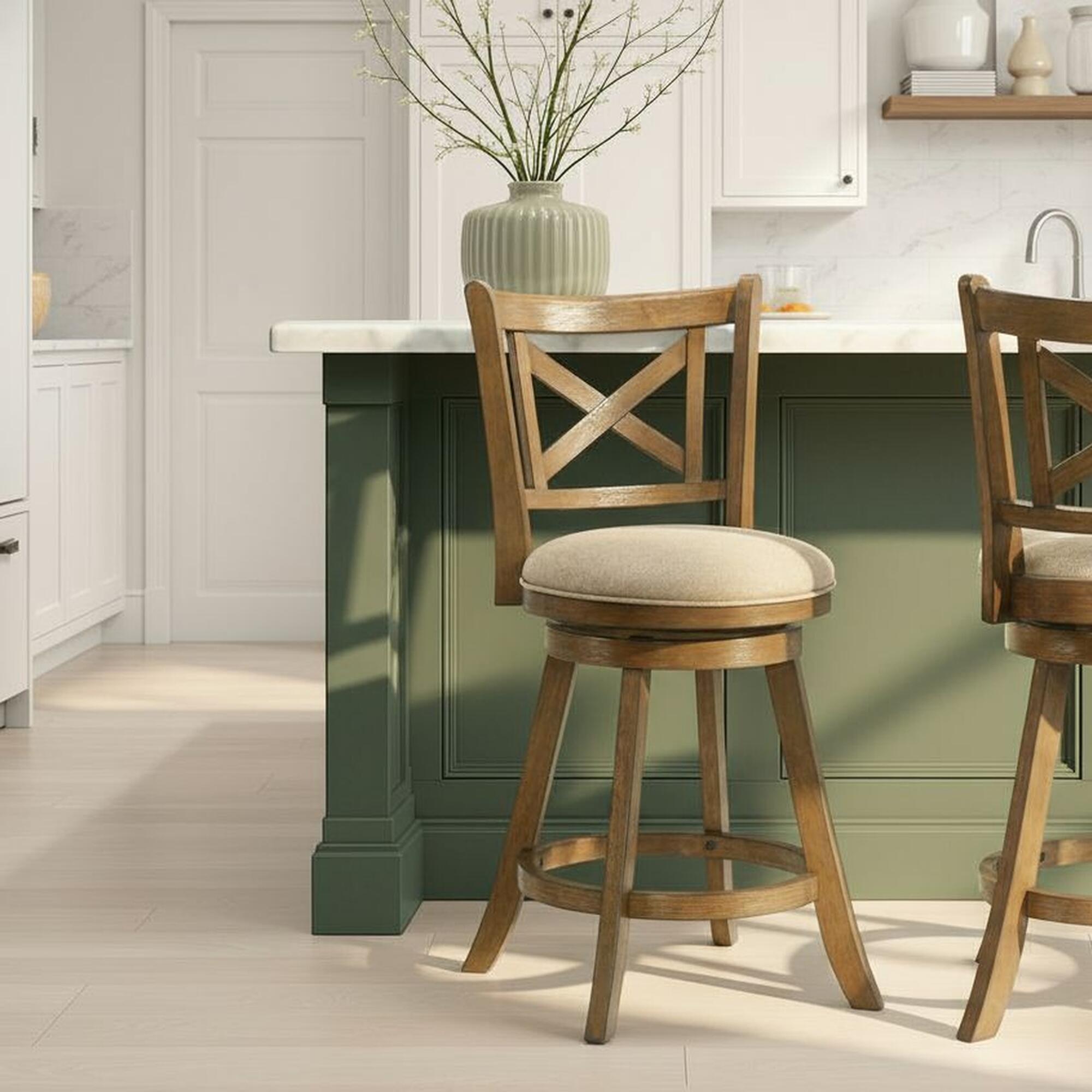 Armen Living Kodi Counter Height Bar Stool, Light Scone/Sepia Brown, large