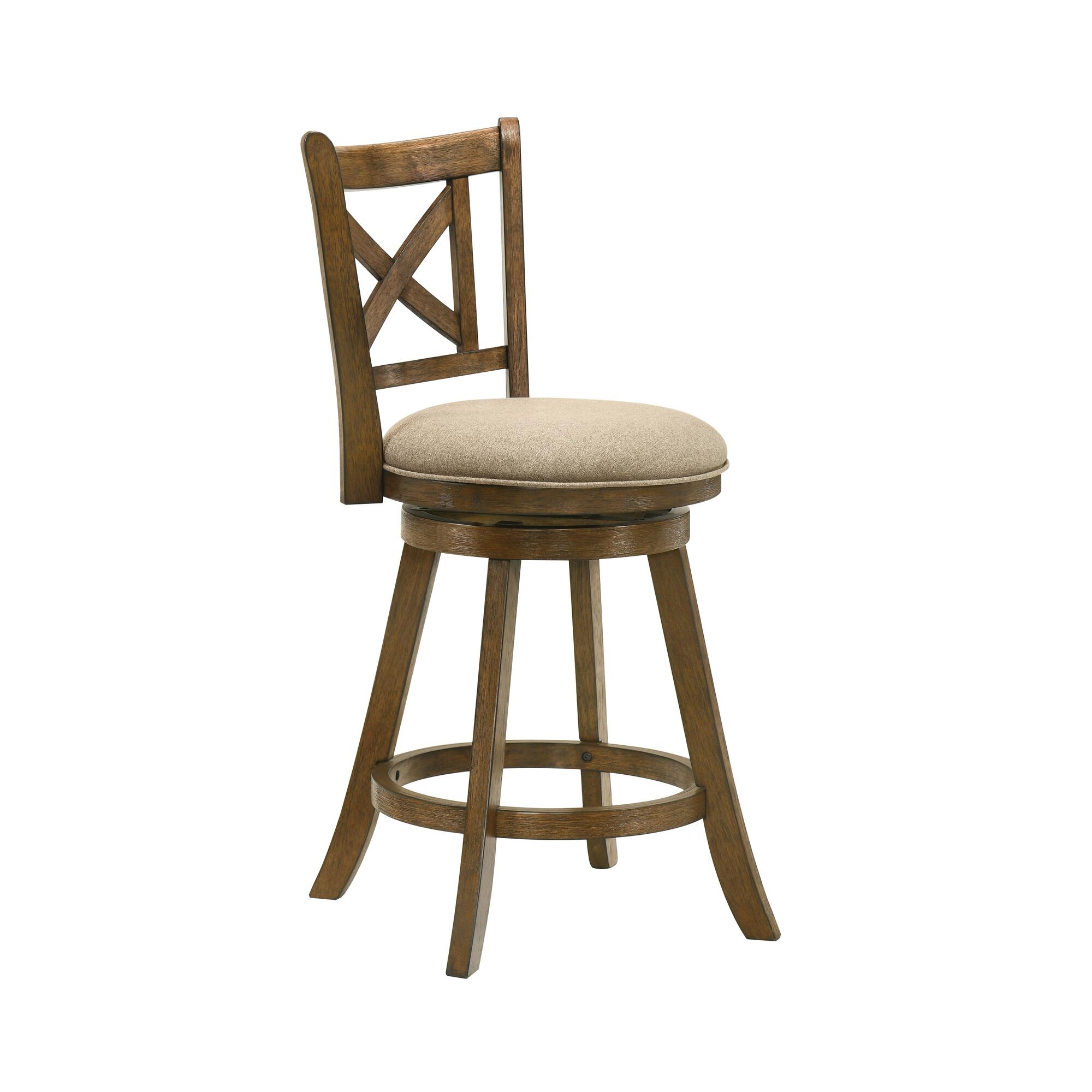 Armen Living Kodi Counter Height Bar Stool, Light Scone/Sepia Brown, large