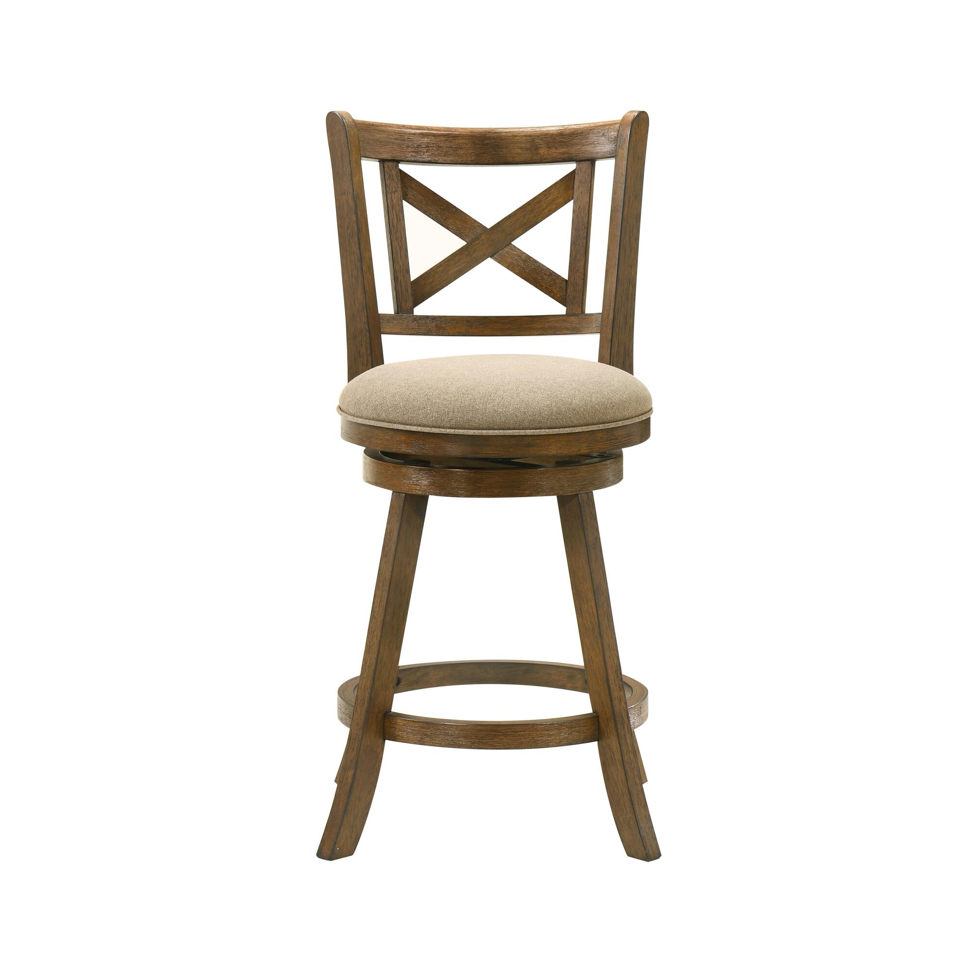 Armen Living Kodi Counter Height Bar Stool, Light Scone/Sepia Brown, large