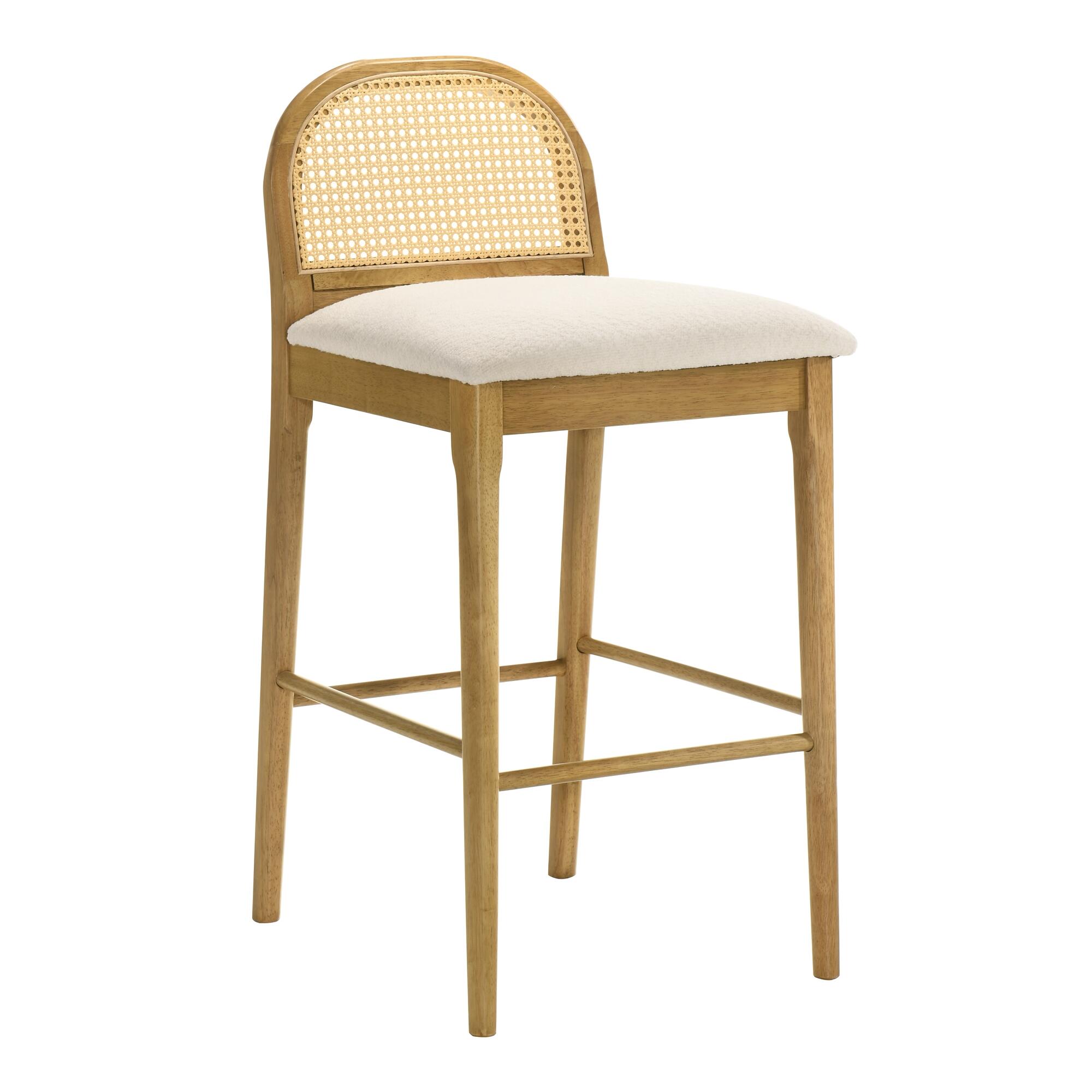 Armen Living Lucio Bar Height Bar Stool, White/Amber Glow, large