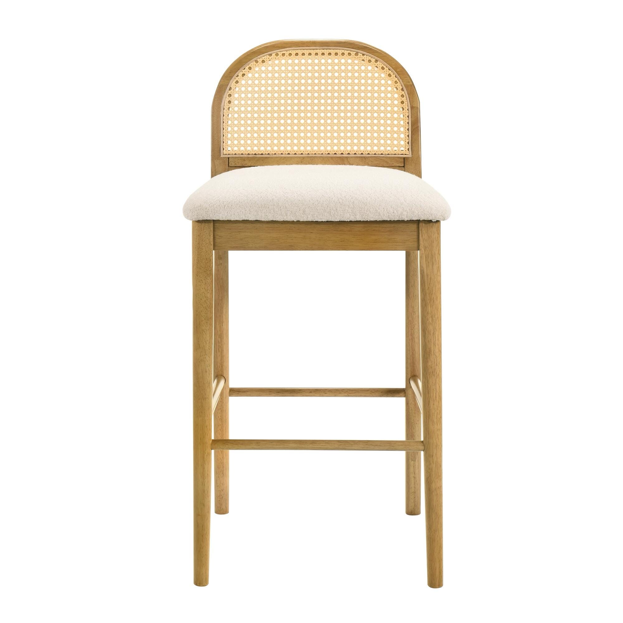 Armen Living Lucio Bar Height Bar Stool, White/Amber Glow, large