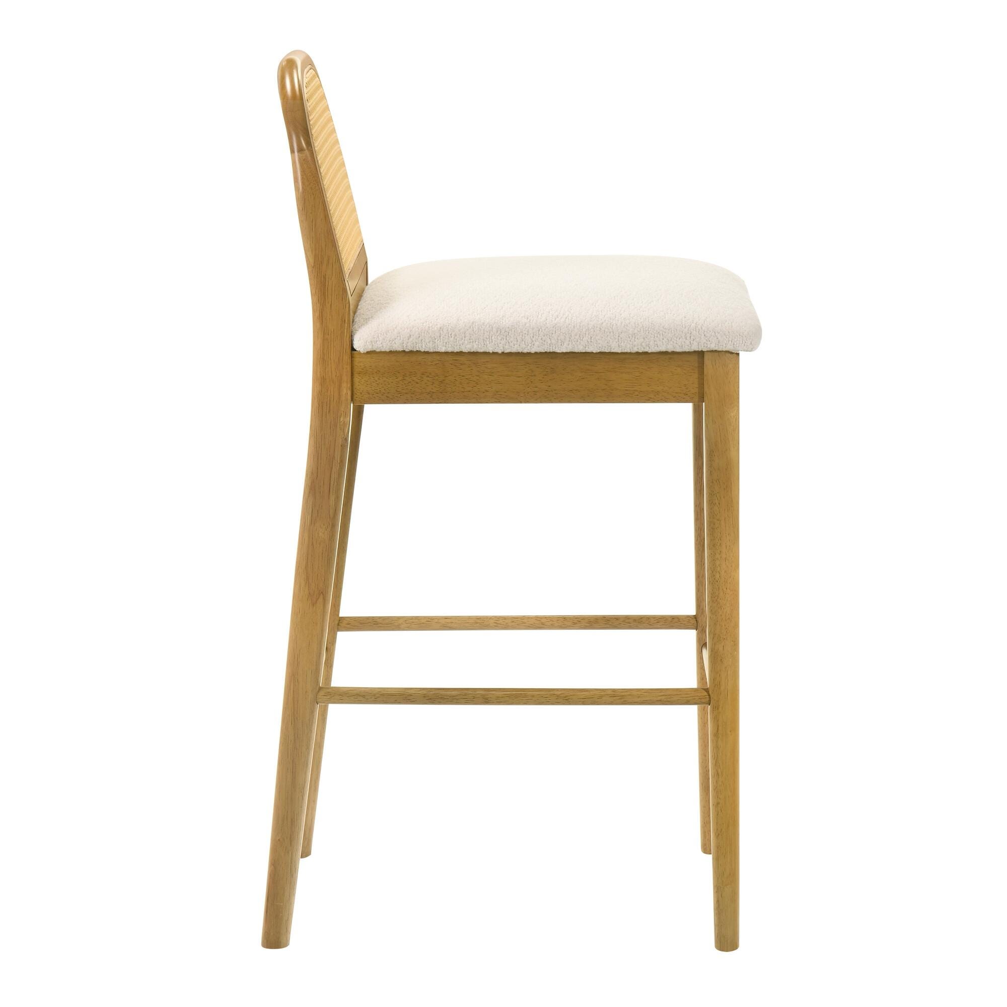 Armen Living Lucio Bar Height Bar Stool, White/Amber Glow, large