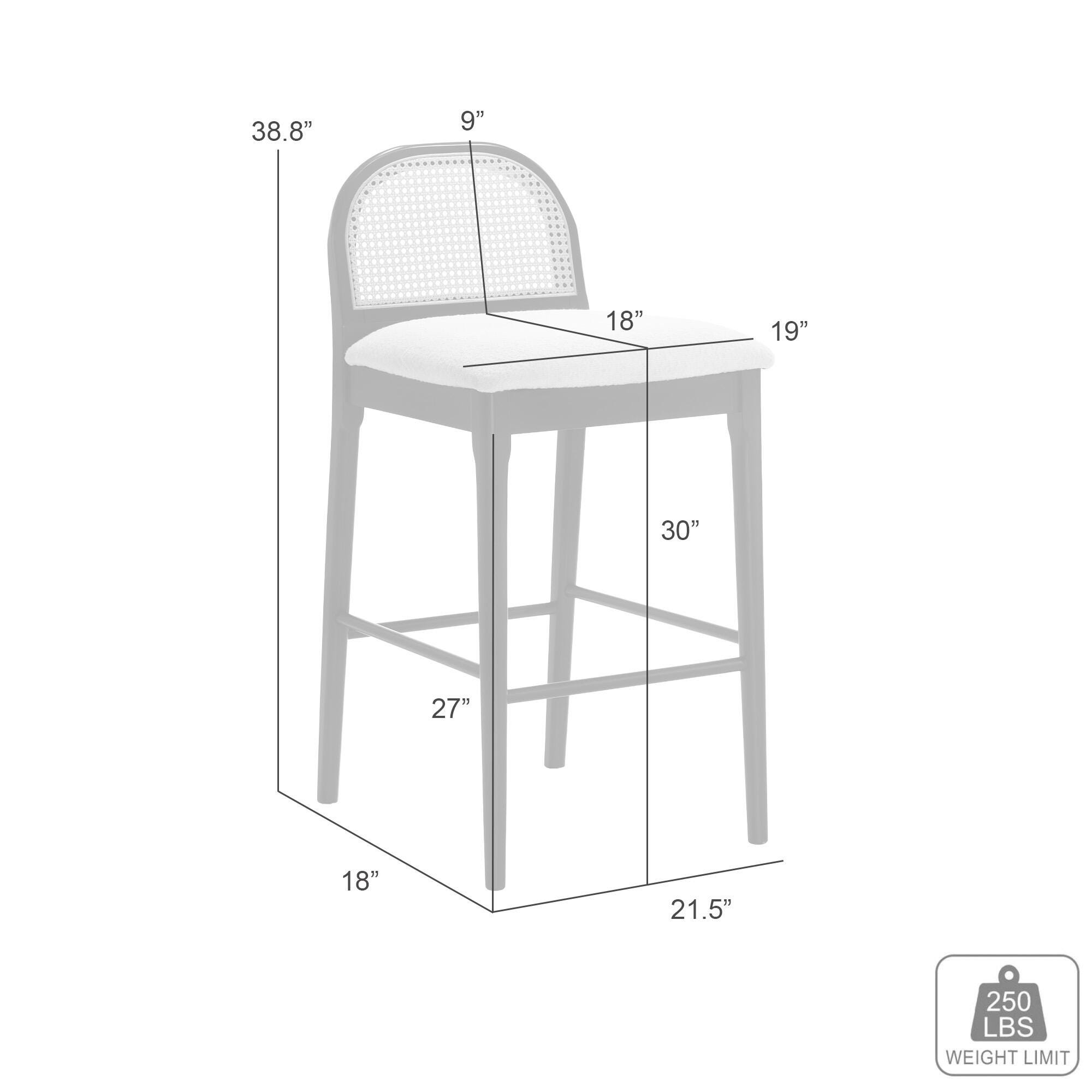 Armen Living Lucio Bar Height Bar Stool, White/Amber Glow, large