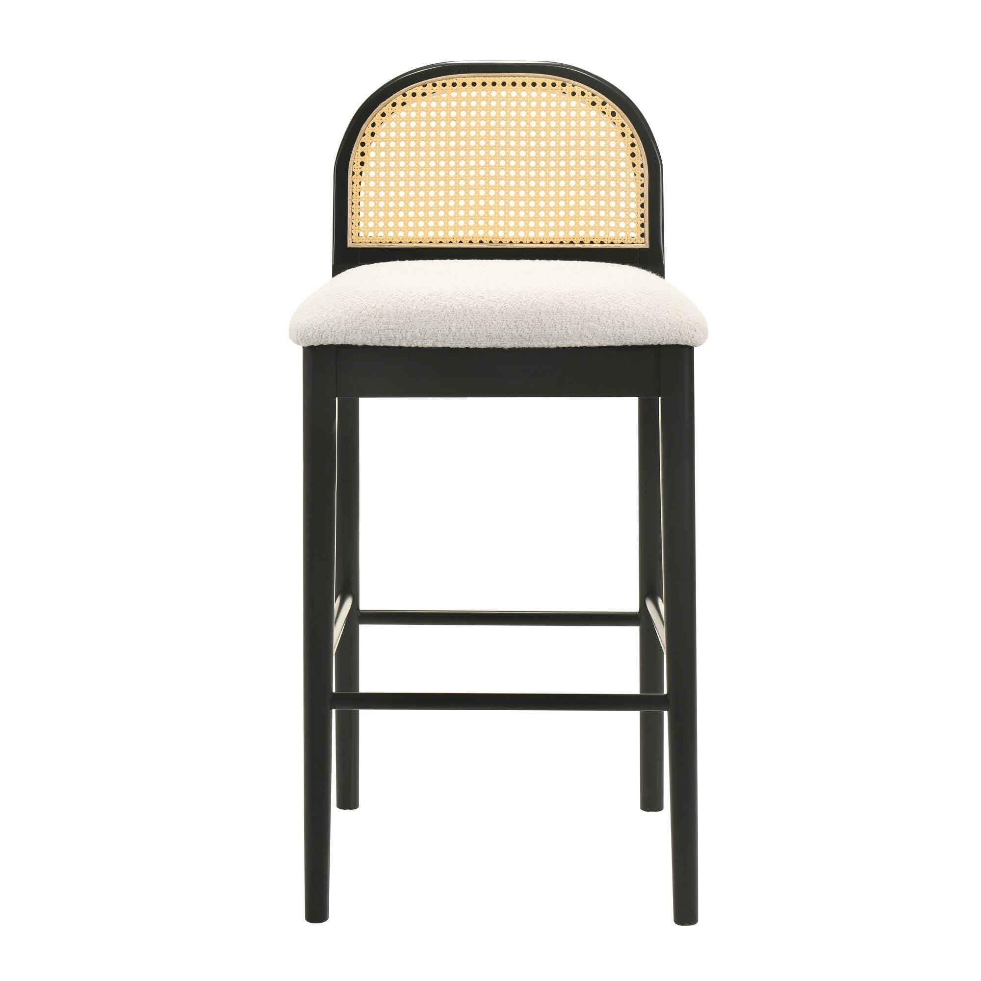 Armen Living Lucio Bar Height Bar Stool, White/Black, large