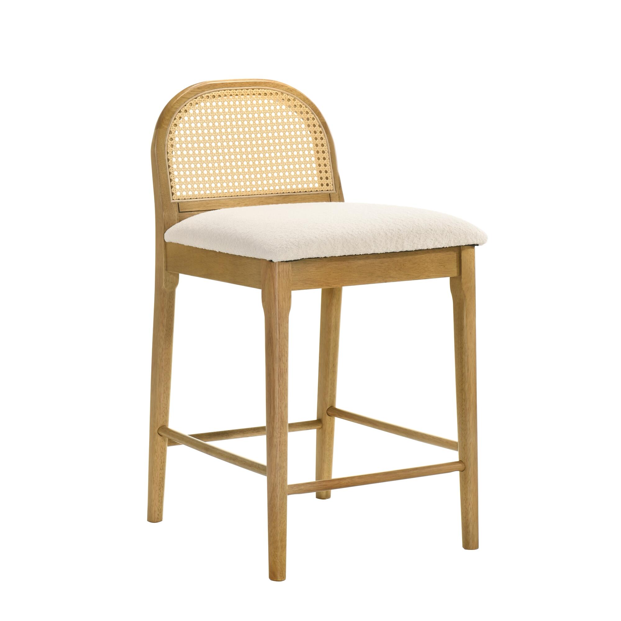 Armen Living Lucio Counter Height Bar Stool, White/Amber Glow, large
