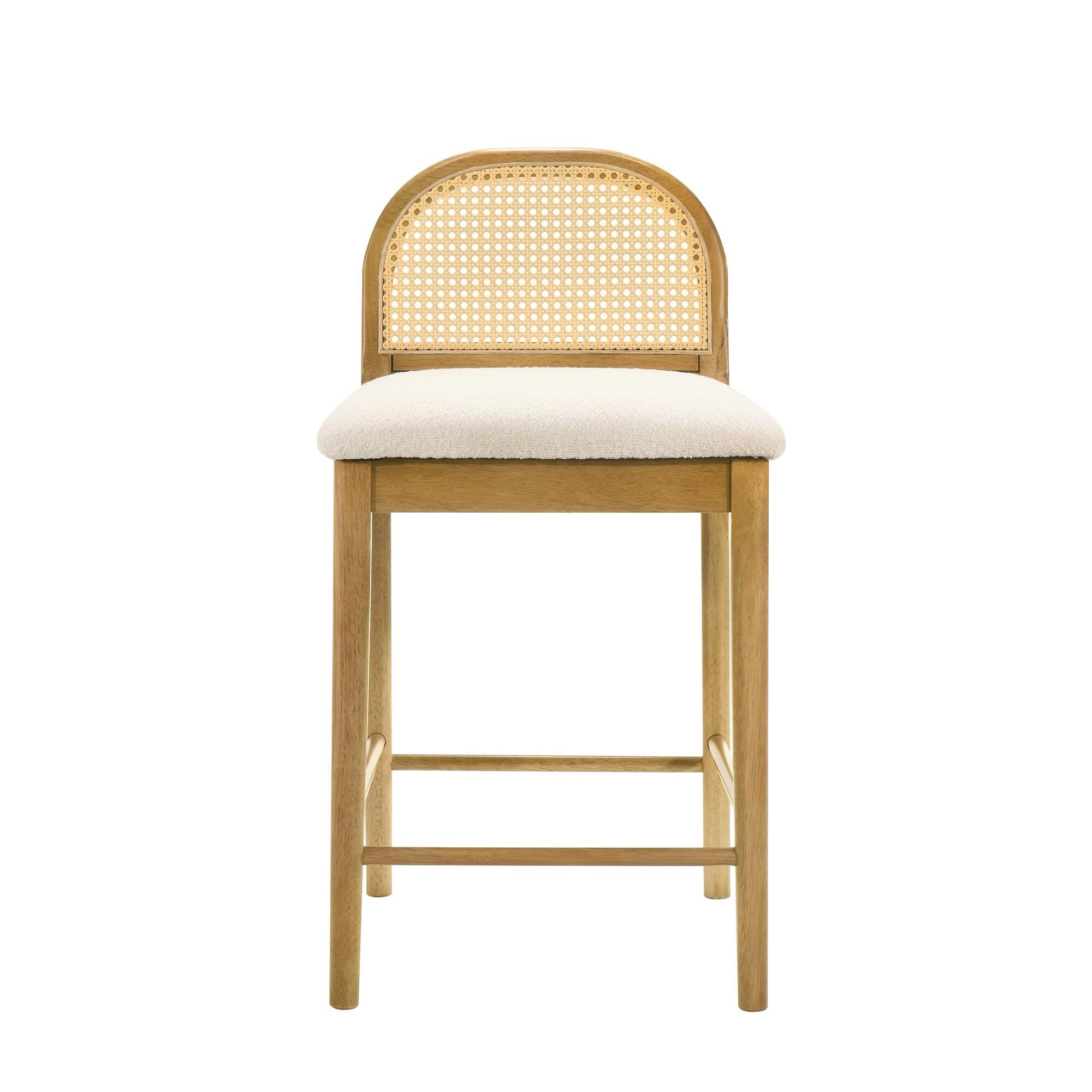 Armen Living Lucio Counter Height Bar Stool, White/Amber Glow, large