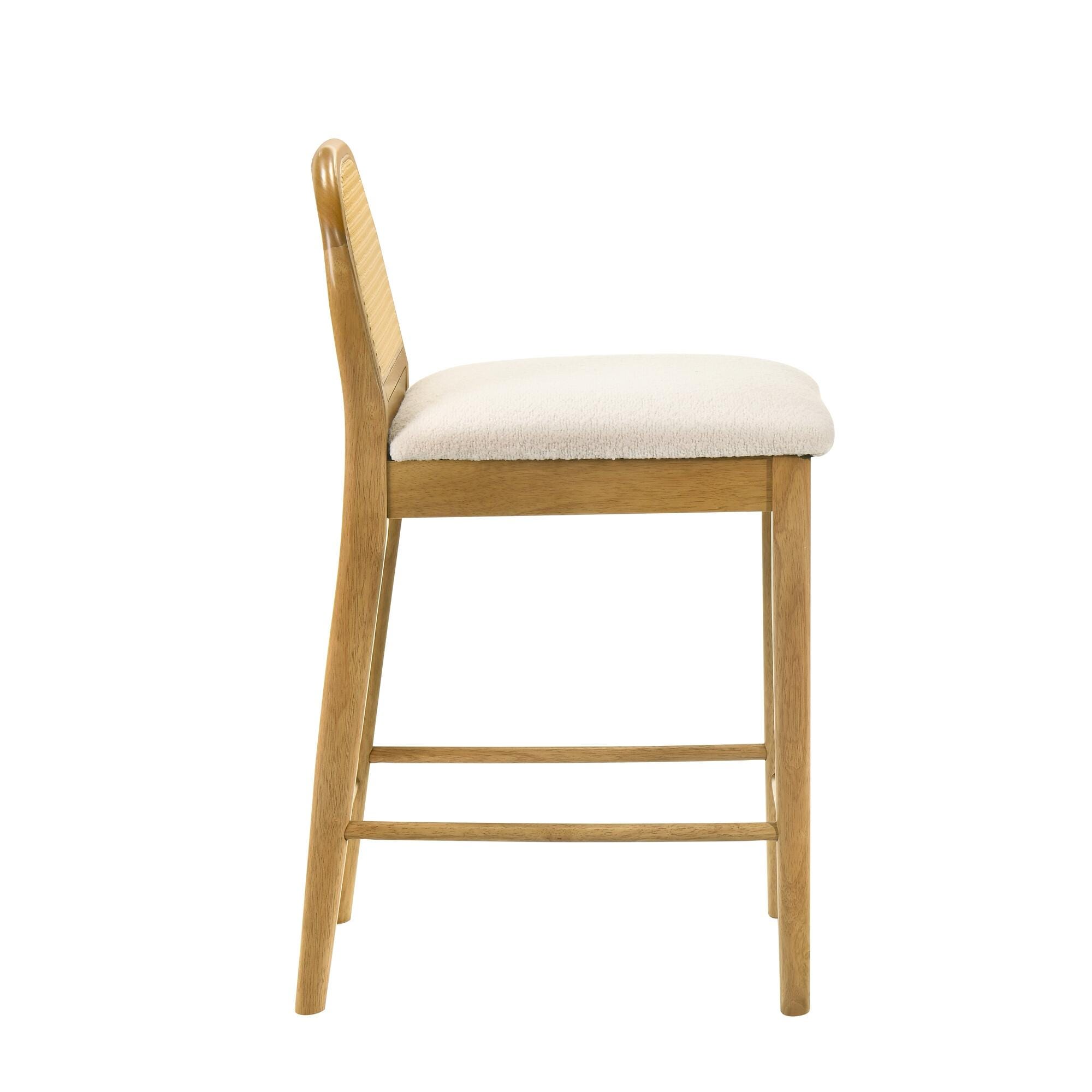 Armen Living Lucio Counter Height Bar Stool, White/Amber Glow, large
