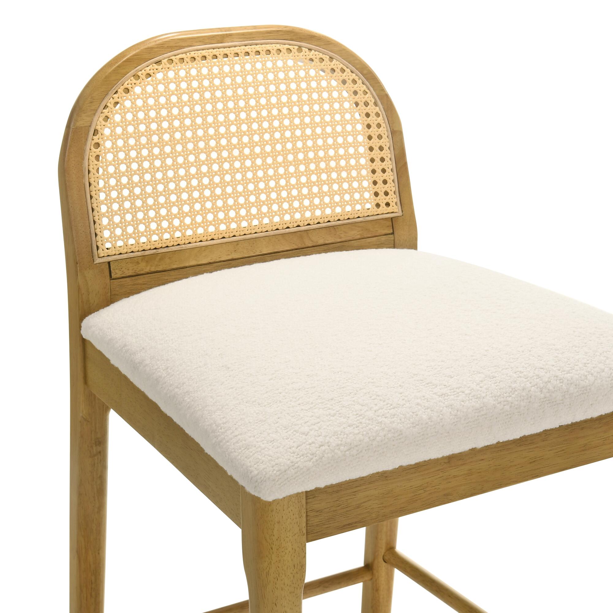 Armen Living Lucio Counter Height Bar Stool, White/Amber Glow, large