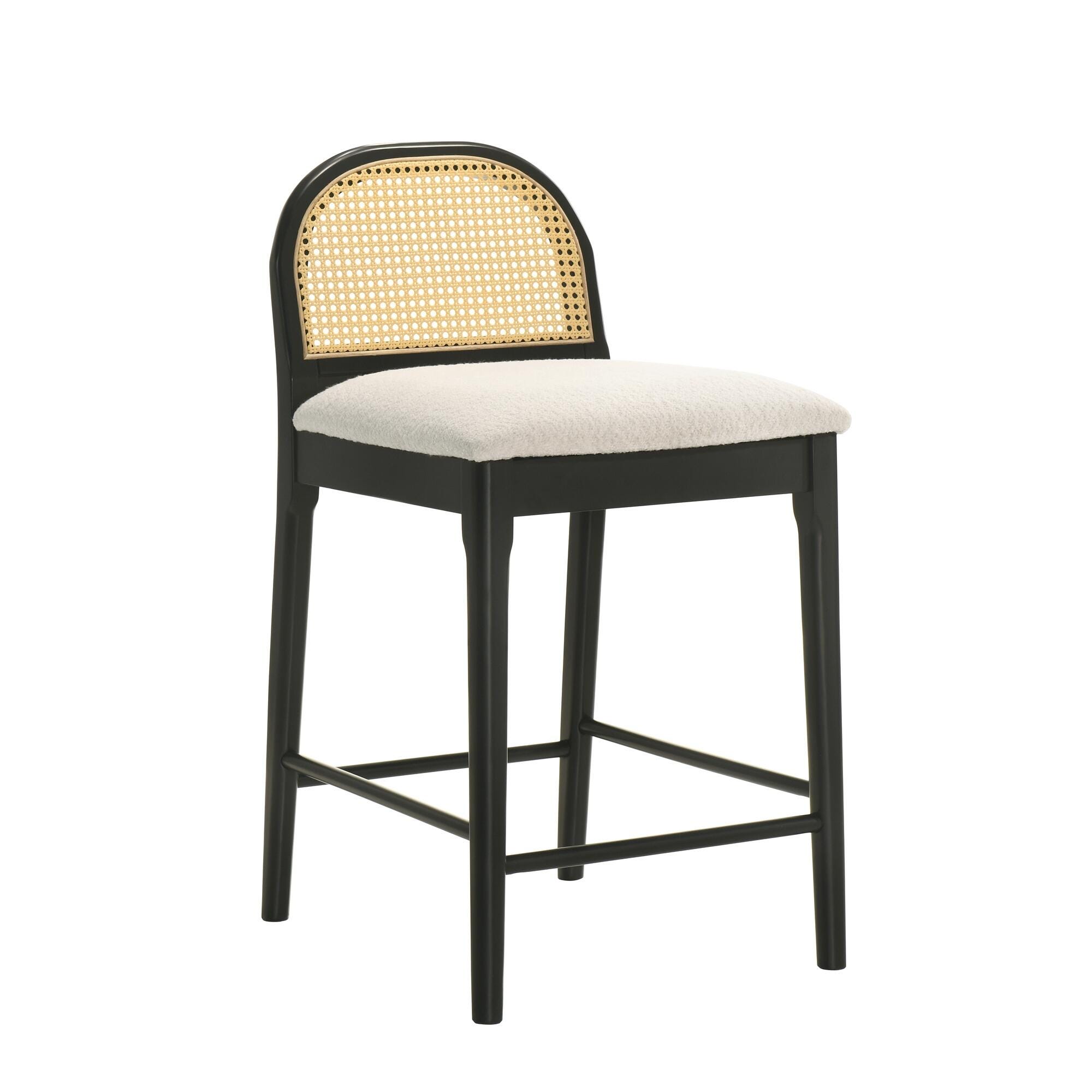 Armen Living Lucio Counter Height Bar Stool, White/Black, large