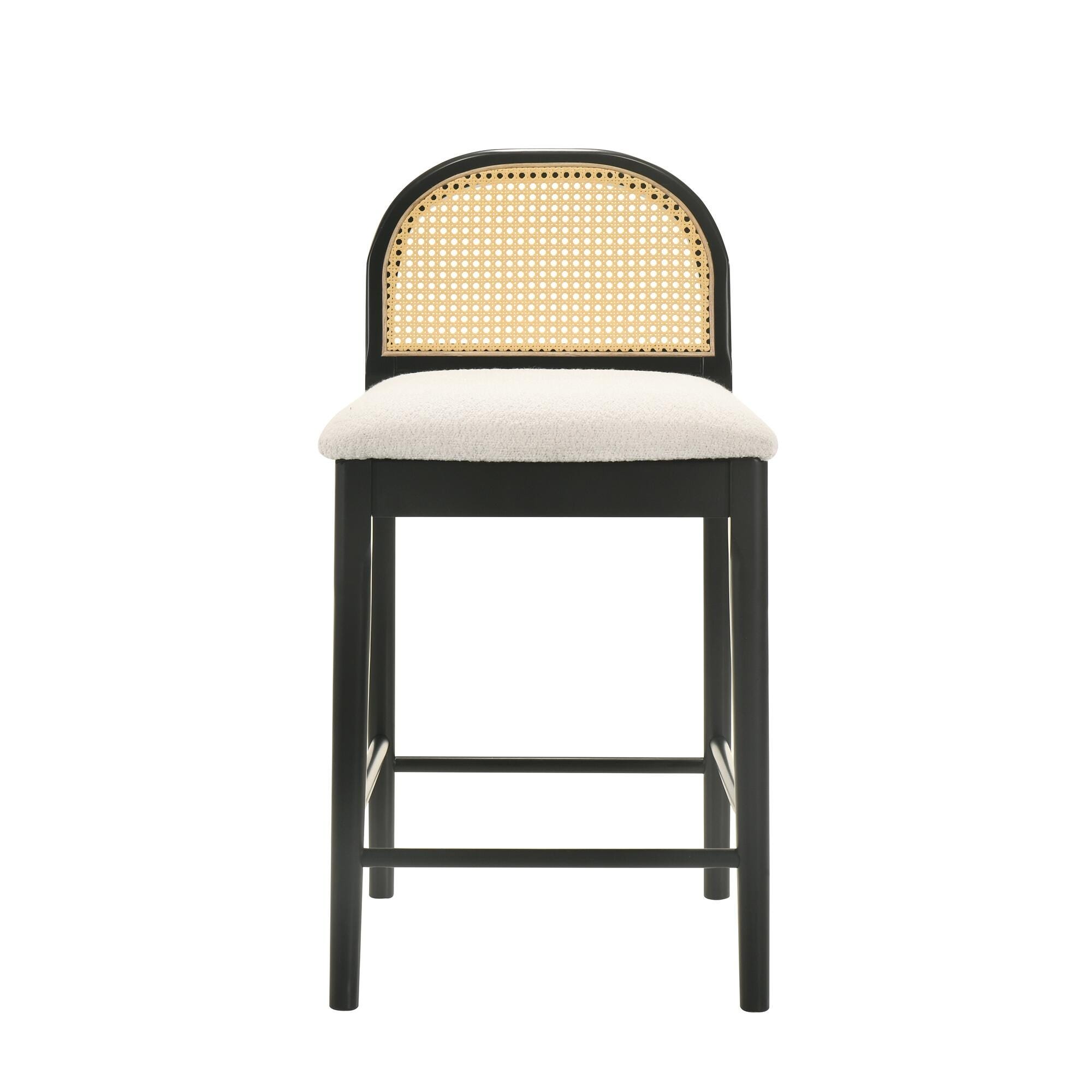 Armen Living Lucio Counter Height Bar Stool, White/Black, large