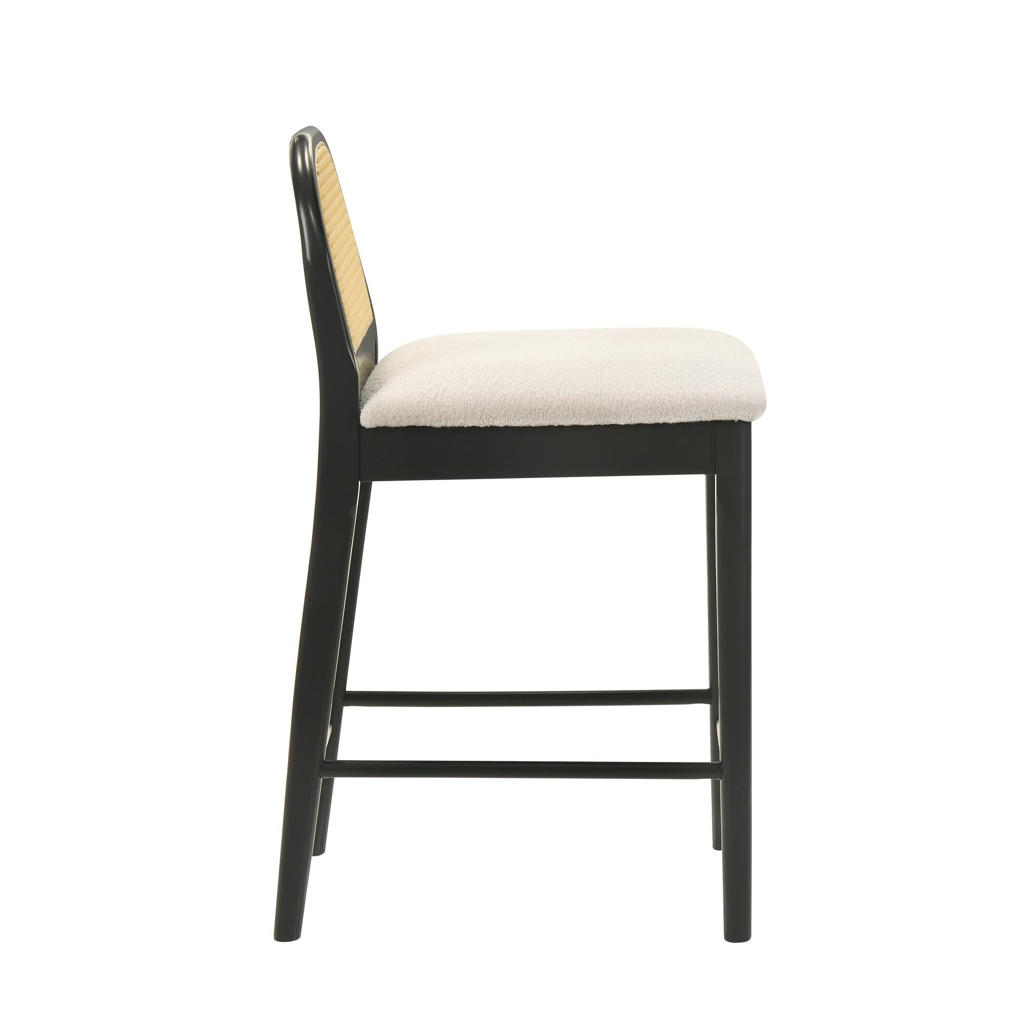 Armen Living Lucio Counter Height Bar Stool, White/Black, large