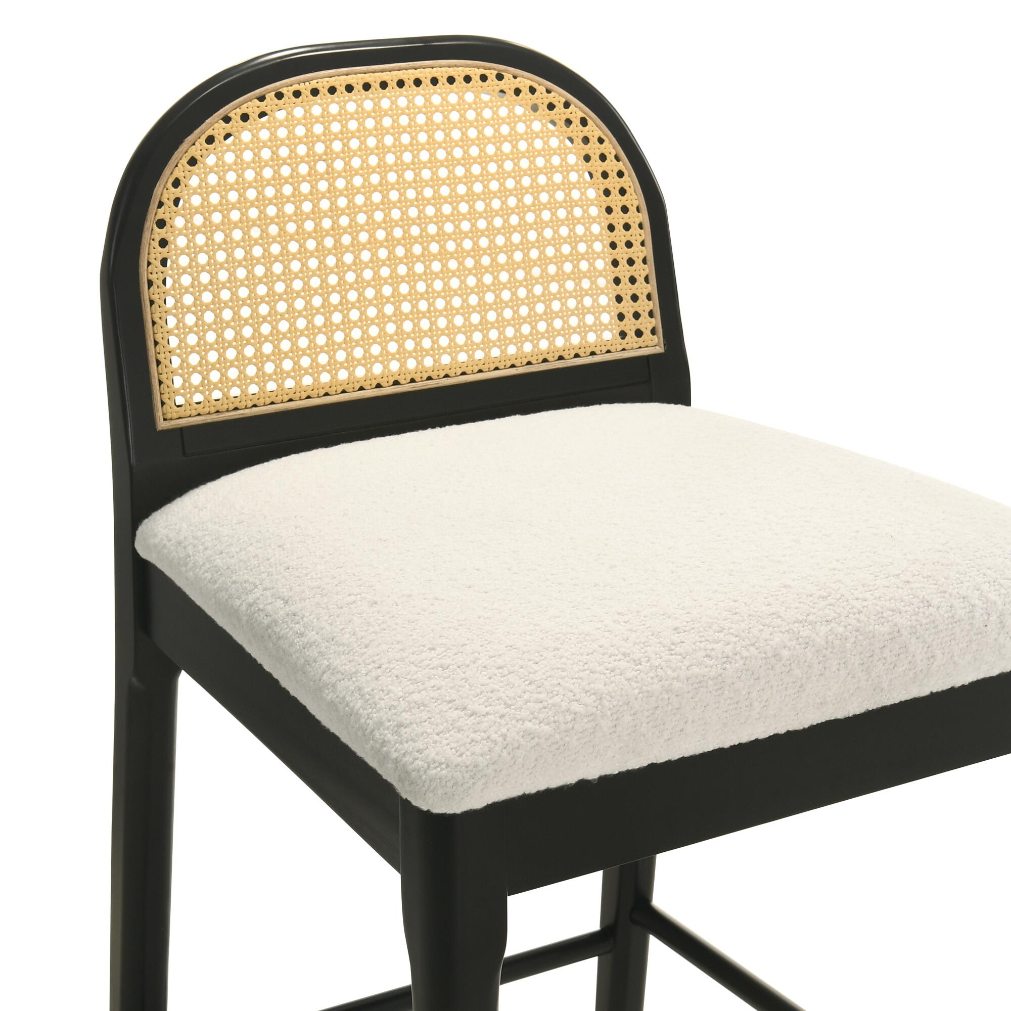 Armen Living Lucio Counter Height Bar Stool, White/Black, large