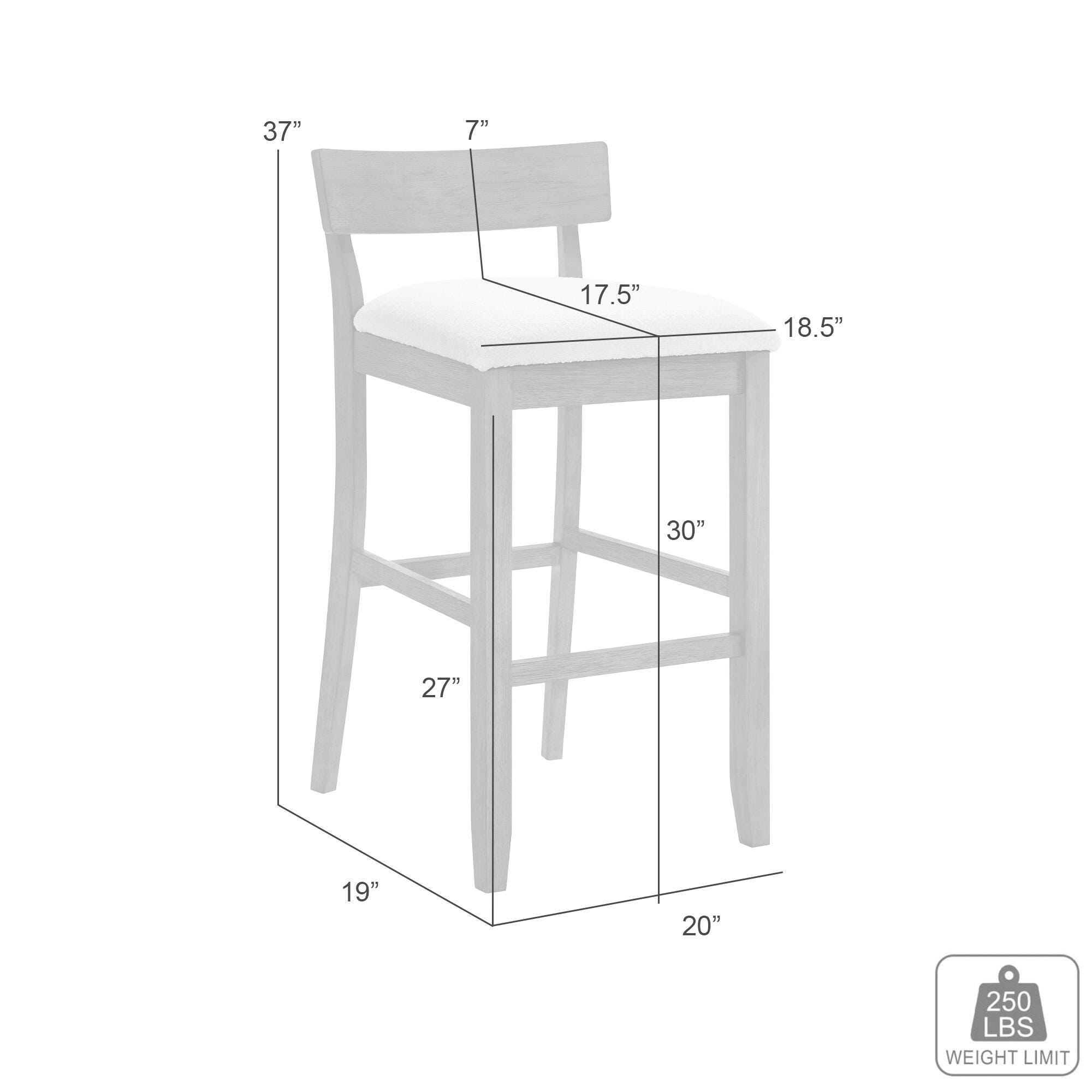 Armen Living Merie Bar Height Bar Stool, White/Amber Glow, large