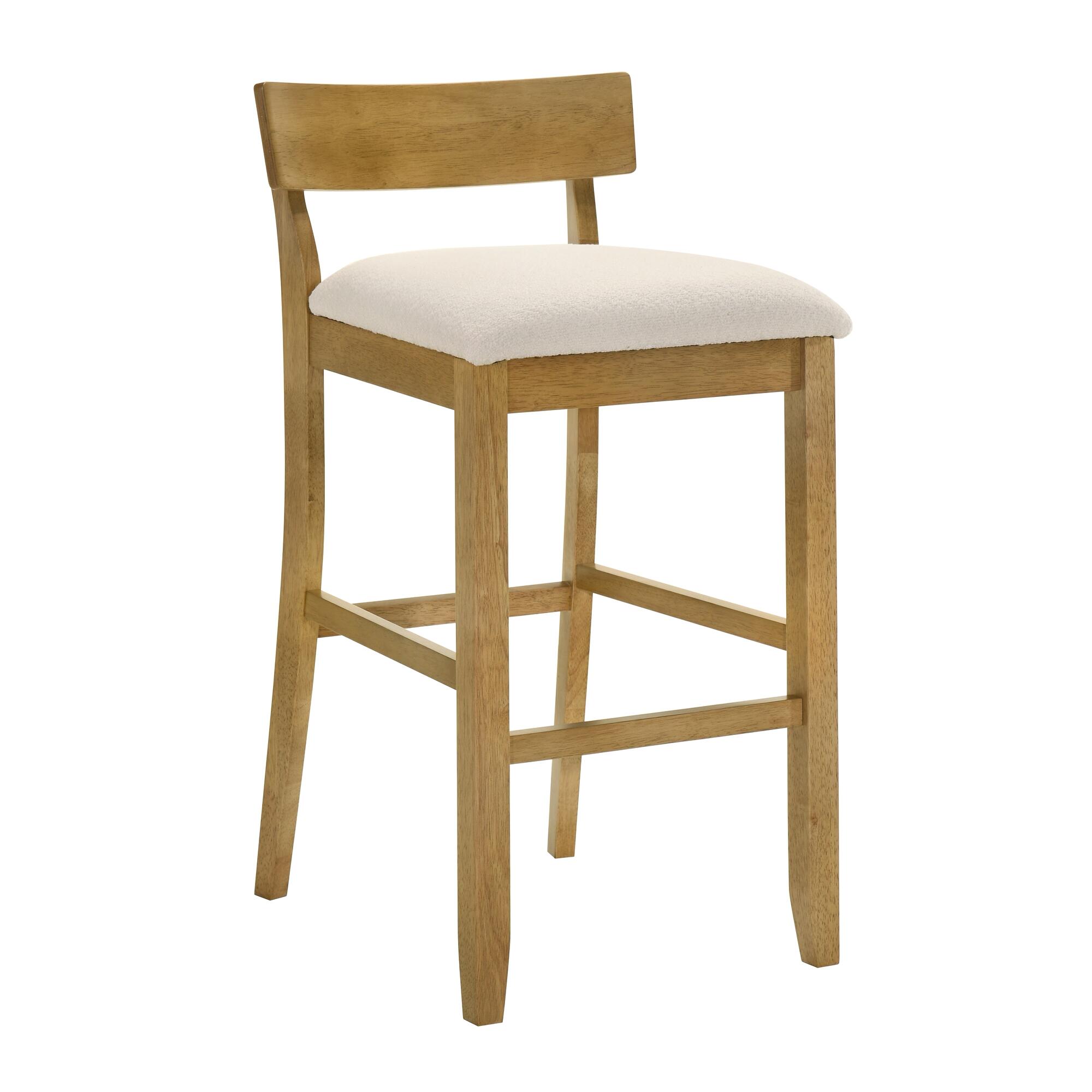 Armen Living Merie Bar Height Bar Stool, White/Amber Glow, large