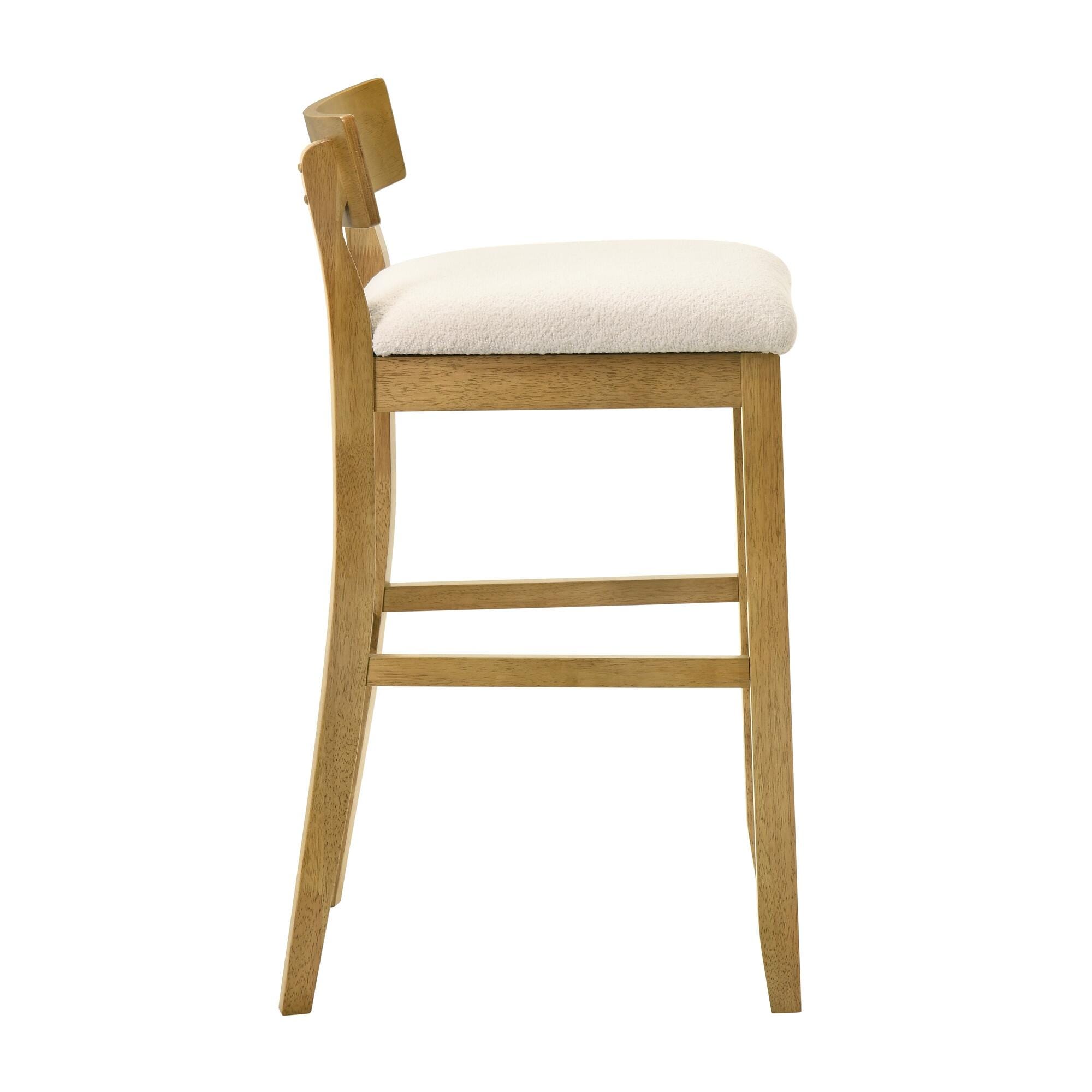 Armen Living Merie Bar Height Bar Stool, White/Amber Glow, large