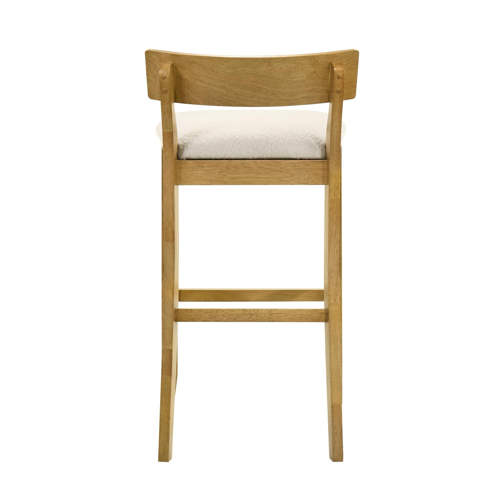 Armen Living Merie Bar Height Bar Stool, White/Amber Glow, large