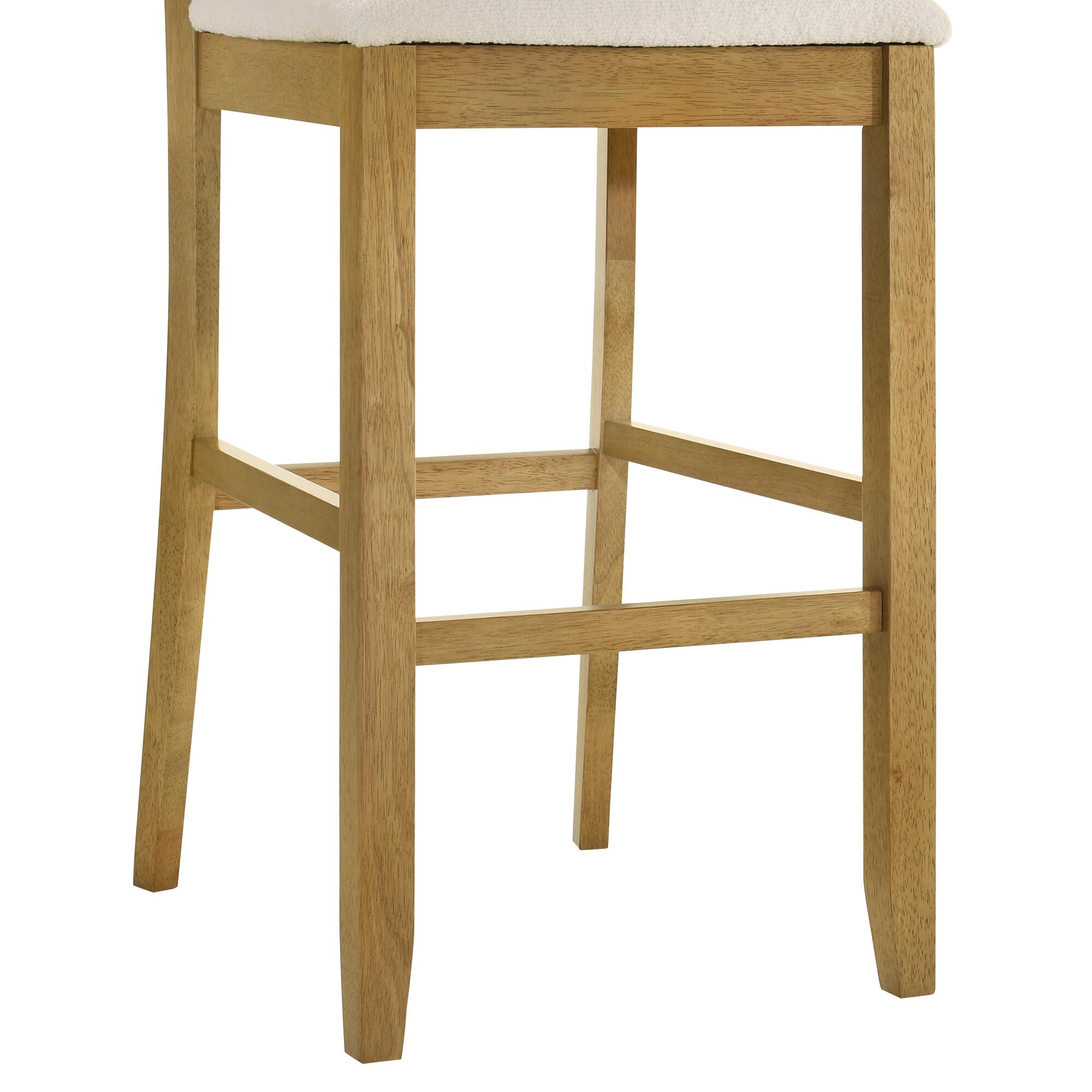 Armen Living Merie Bar Height Bar Stool, White/Amber Glow, large