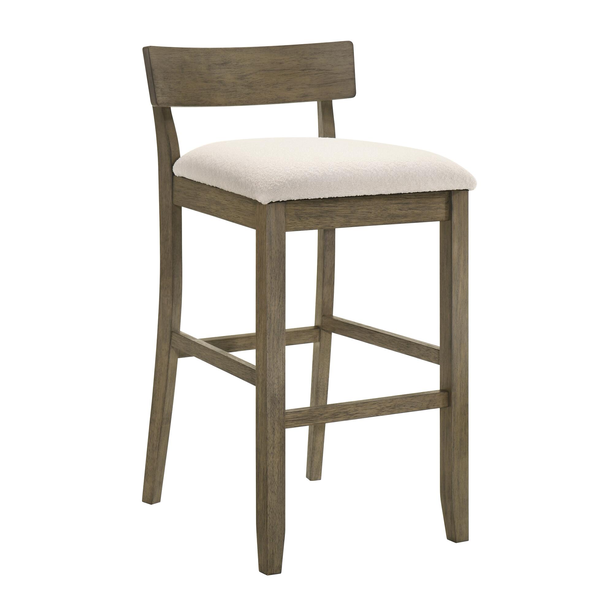 Armen Living Merie Bar Height Bar Stool, White/Putty Brown, large