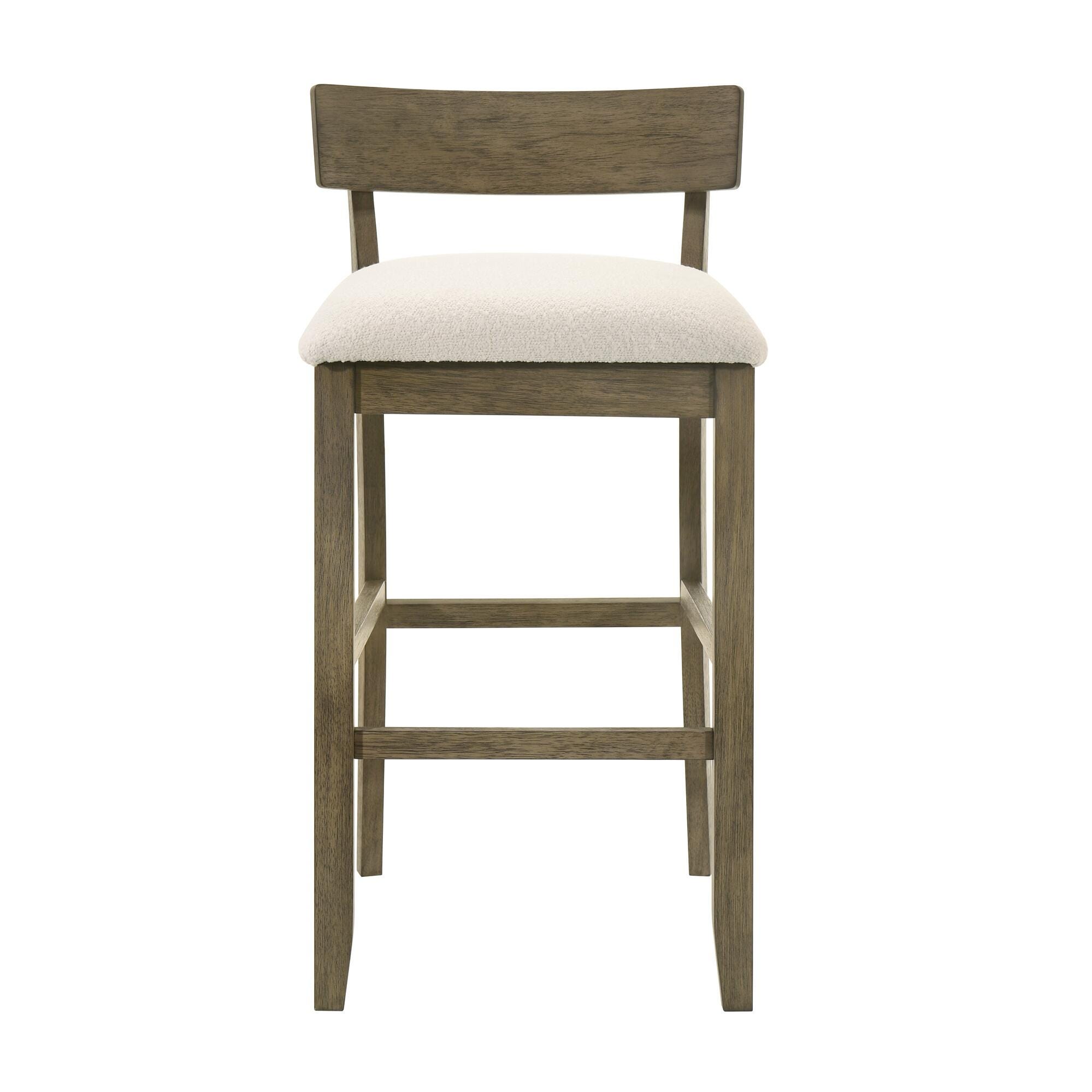 Armen Living Merie Bar Height Bar Stool, White/Putty Brown, large
