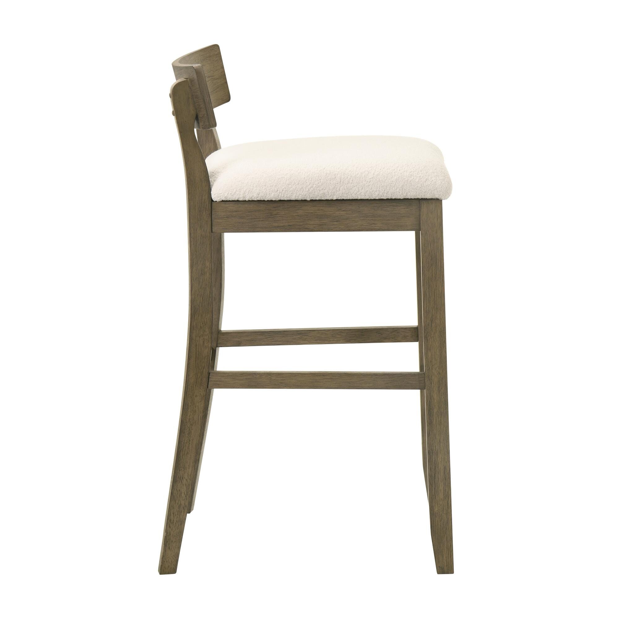 Armen Living Merie Bar Height Bar Stool, White/Putty Brown, large