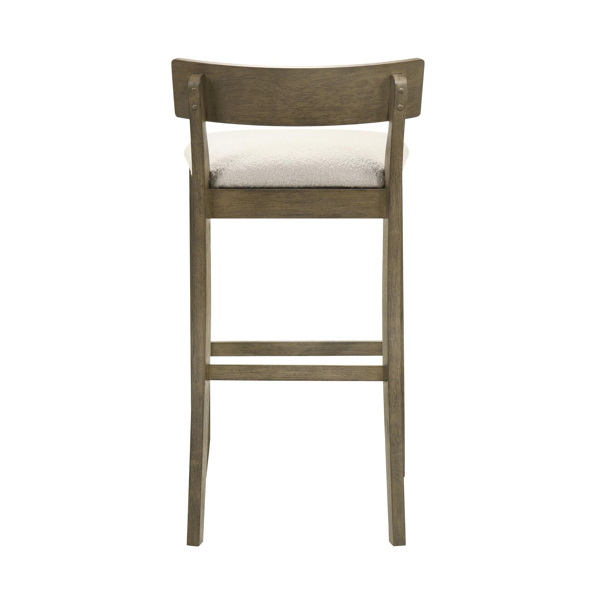 Armen Living Merie Bar Height Bar Stool, White/Putty Brown, large