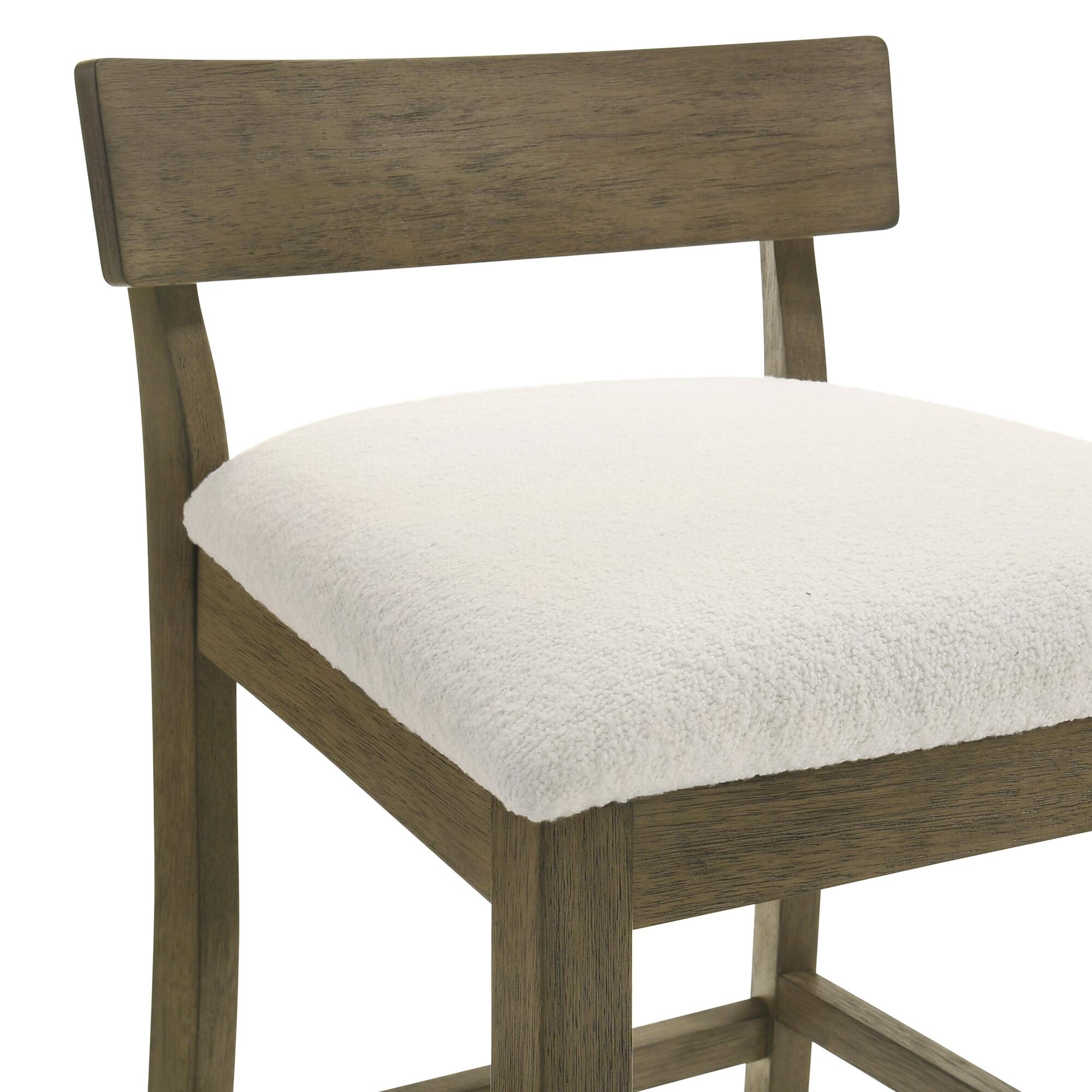 Armen Living Merie Bar Height Bar Stool, White/Putty Brown, large