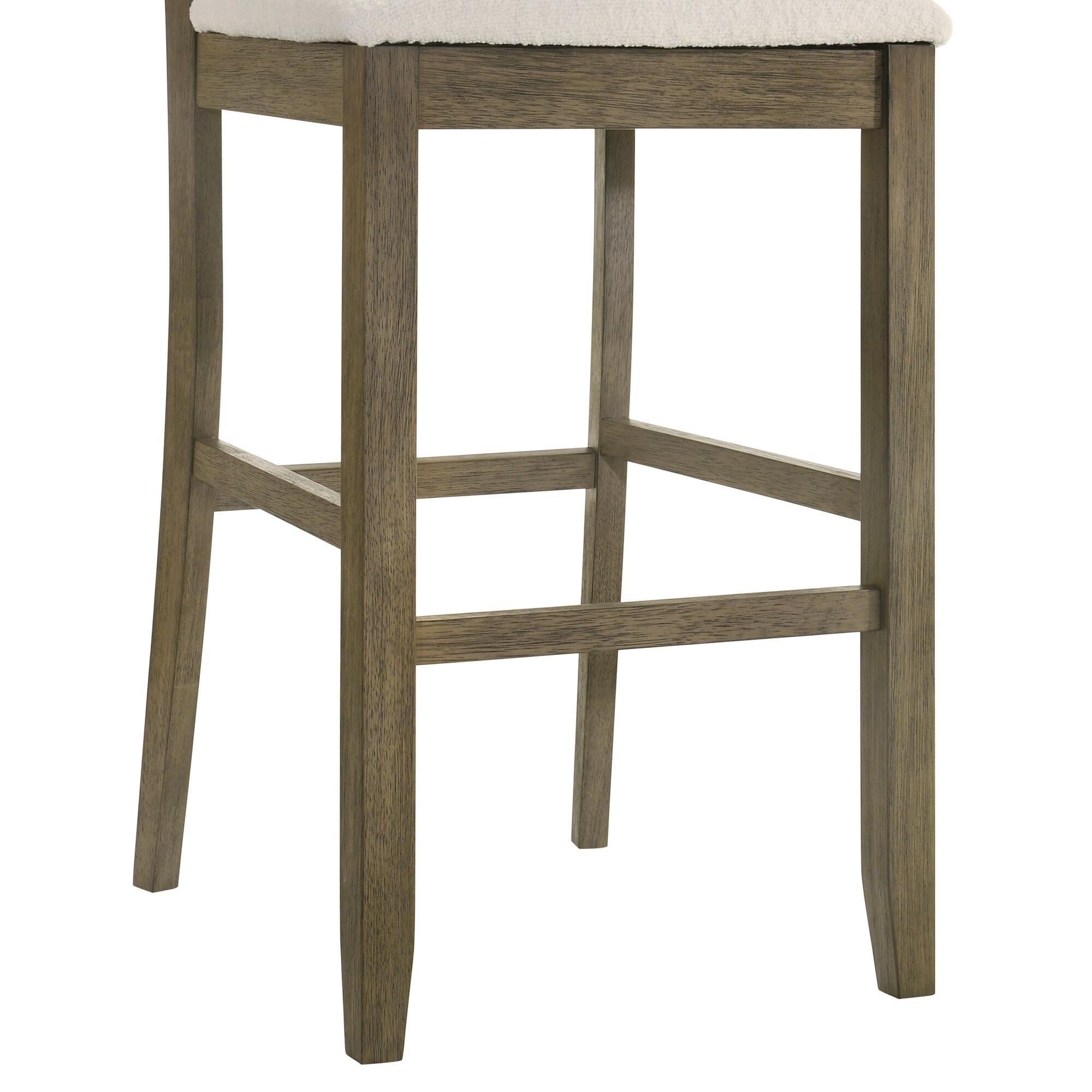 Armen Living Merie Bar Height Bar Stool, White/Putty Brown, large