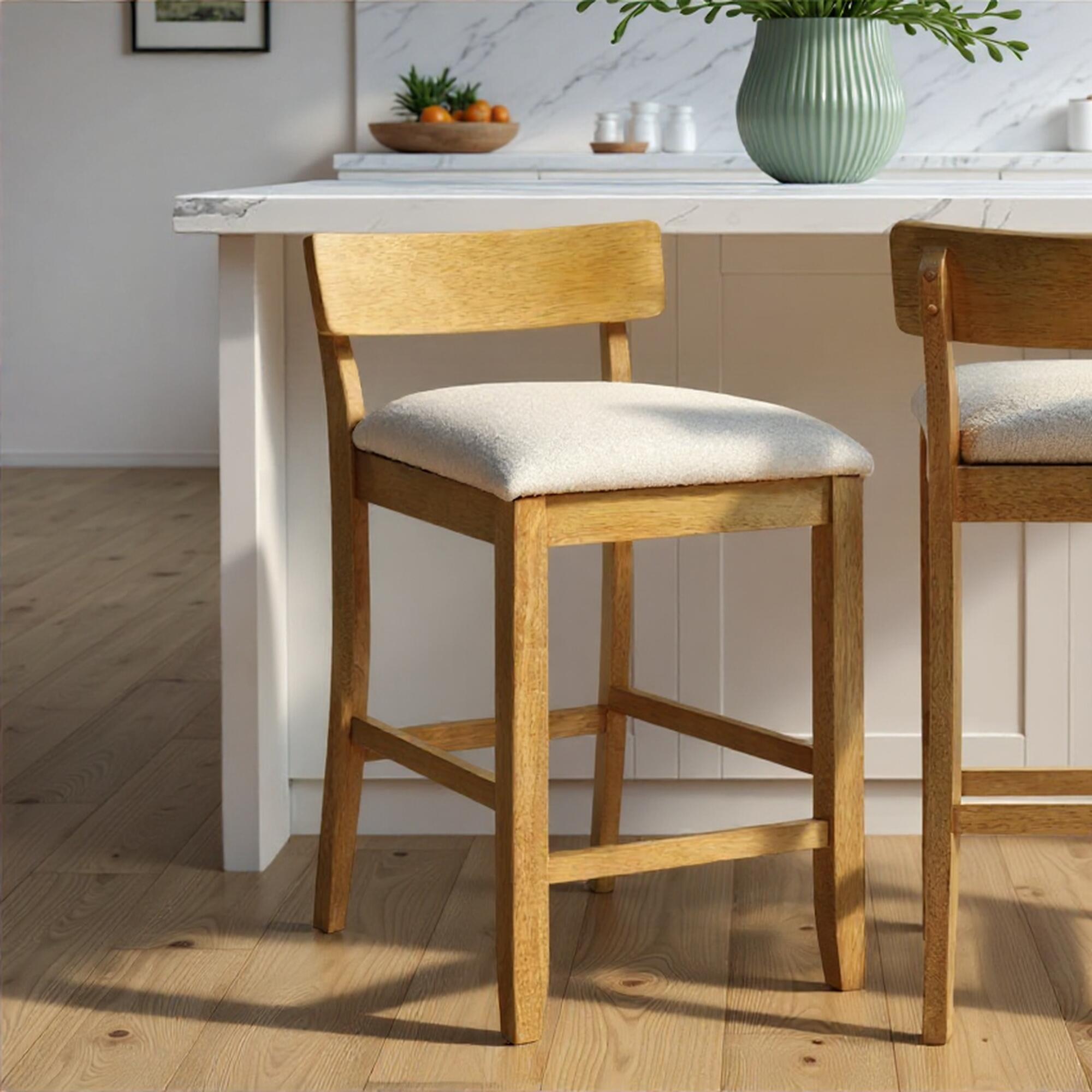 Armen Living Merie Counter Height Bar Stool, White/Amber Glow, rollover