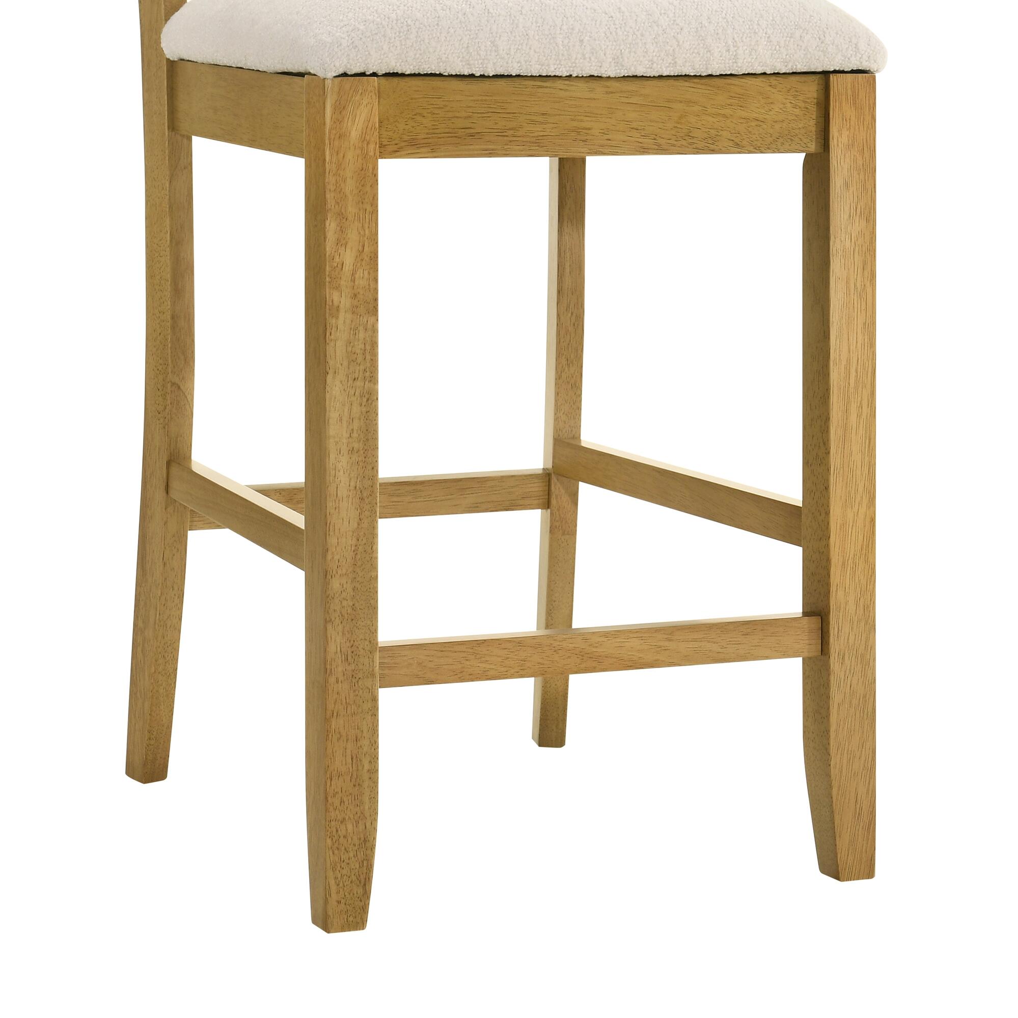 Armen Living Merie Counter Height Bar Stool, White/Amber Glow, large