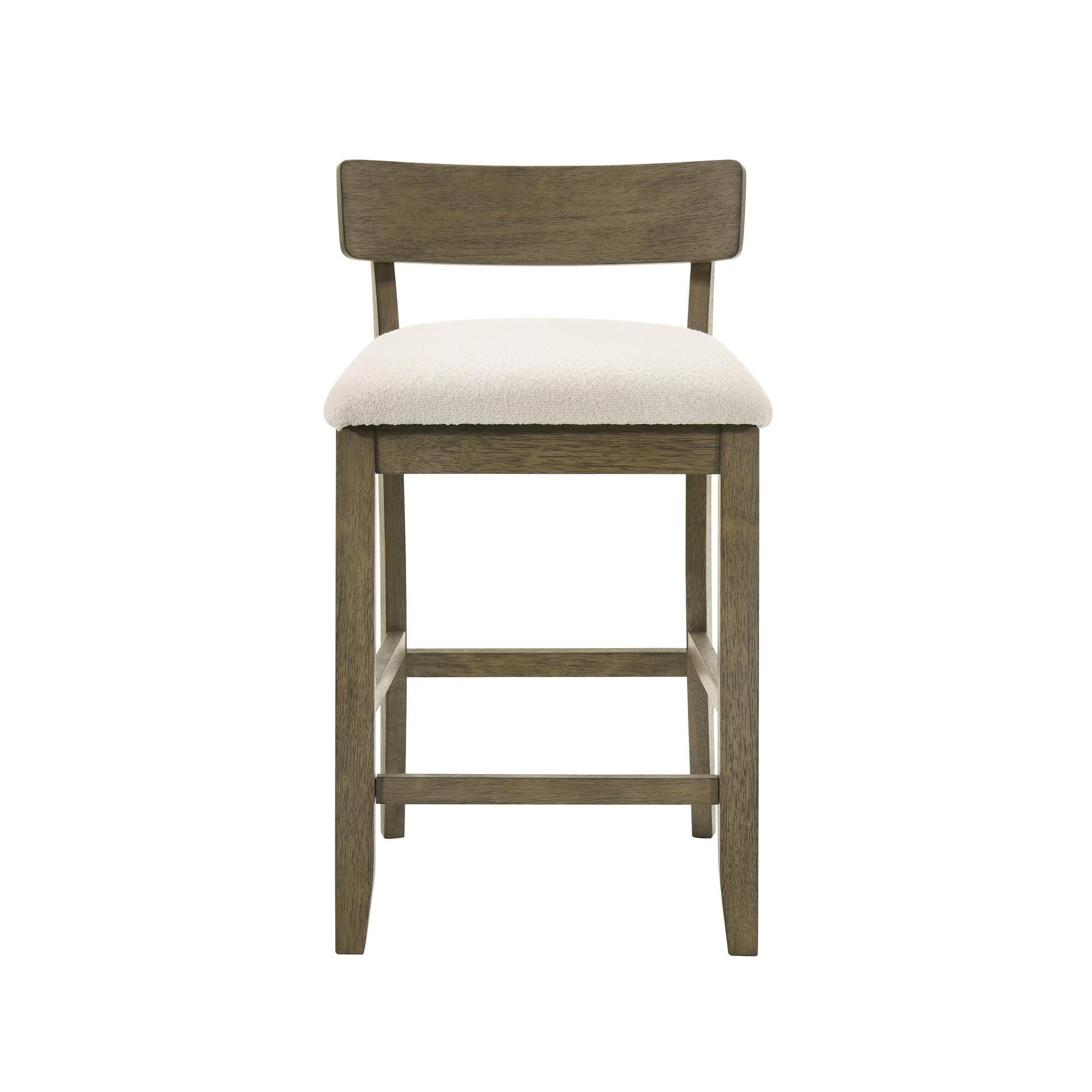 Armen Living Merie Counter Height Bar Stool, White/Putty Brown, large