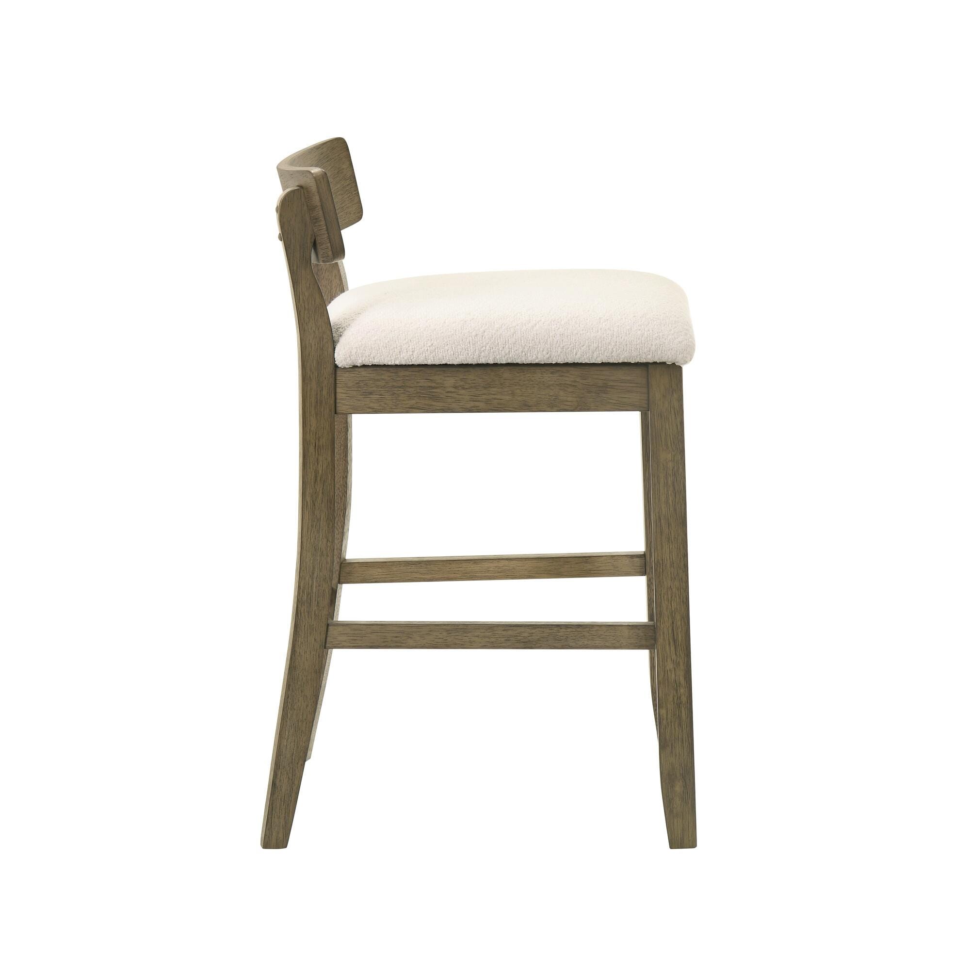Armen Living Merie Counter Height Bar Stool, White/Putty Brown, large