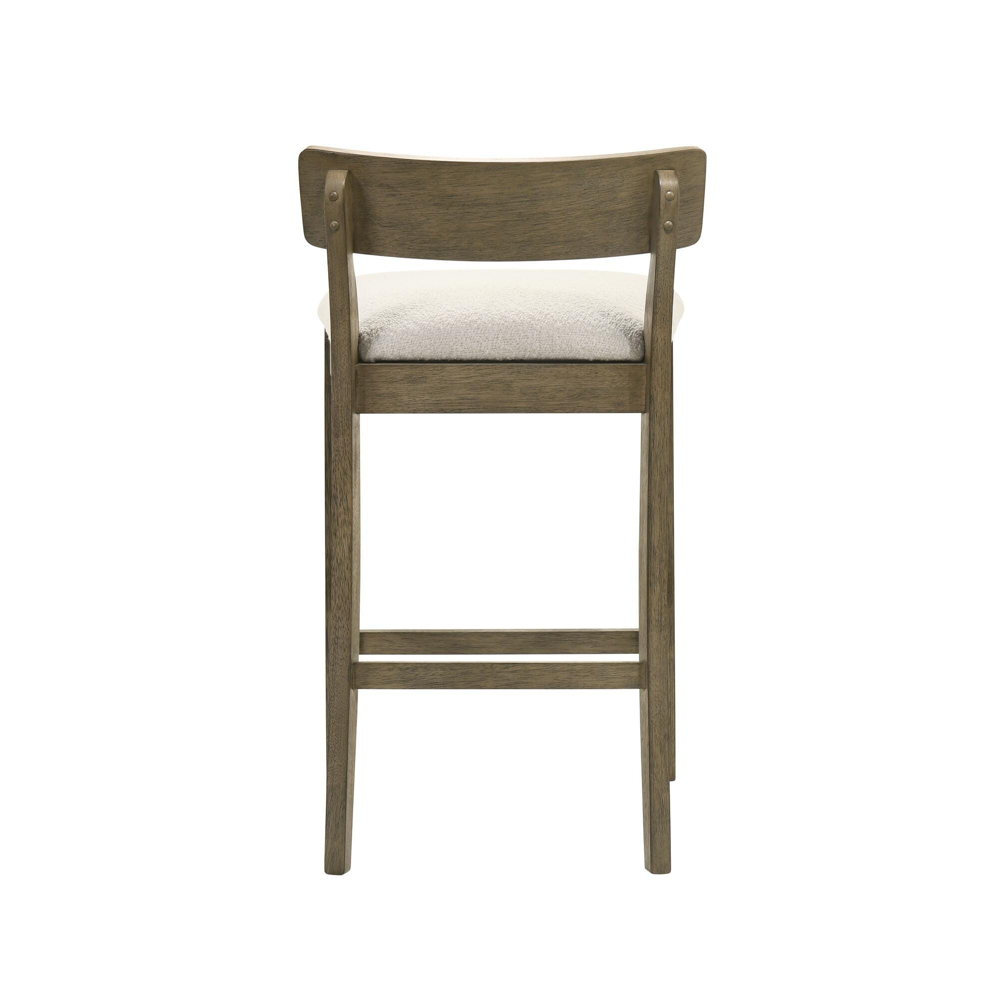 Armen Living Merie Counter Height Bar Stool, White/Putty Brown, large