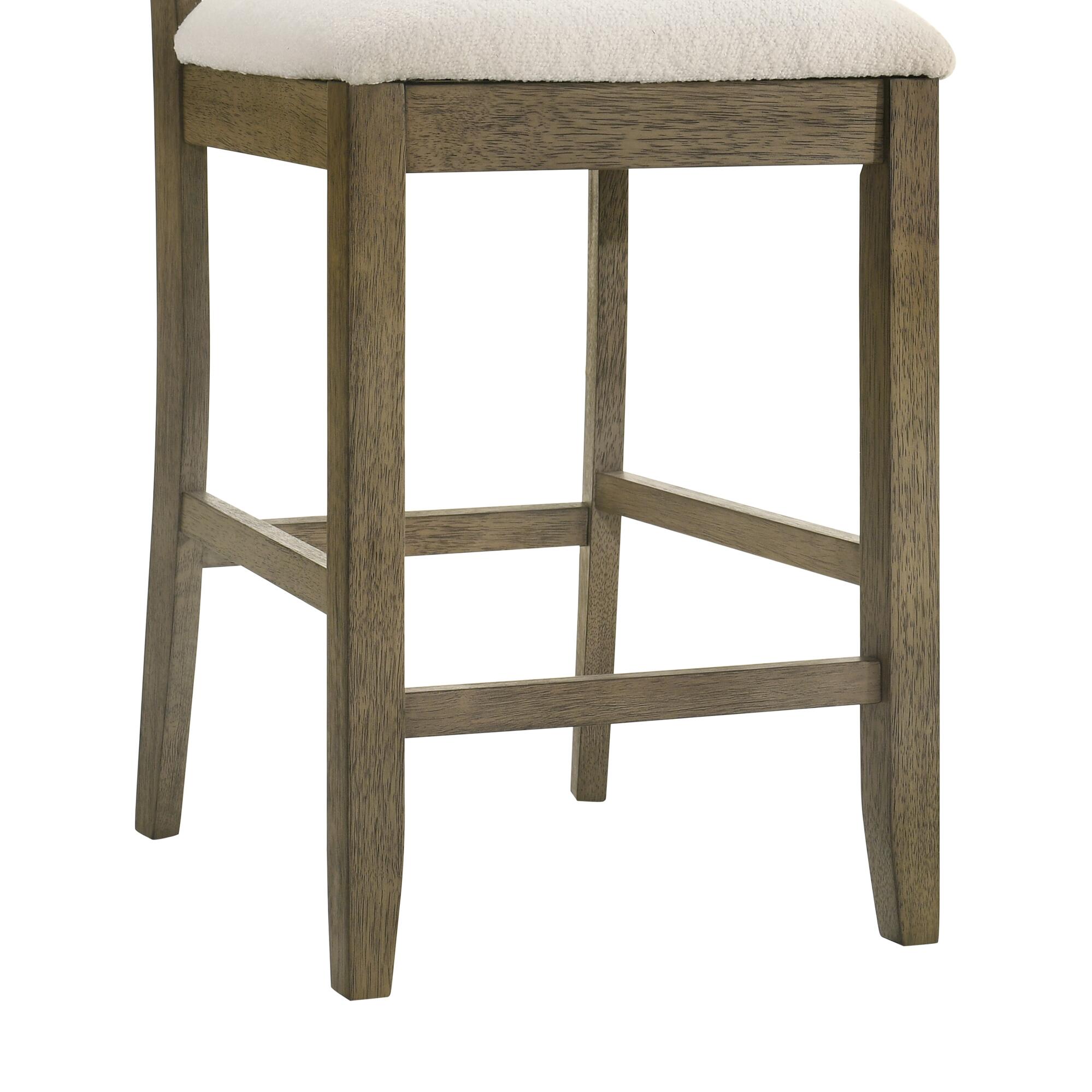 Armen Living Merie Counter Height Bar Stool, White/Putty Brown, large