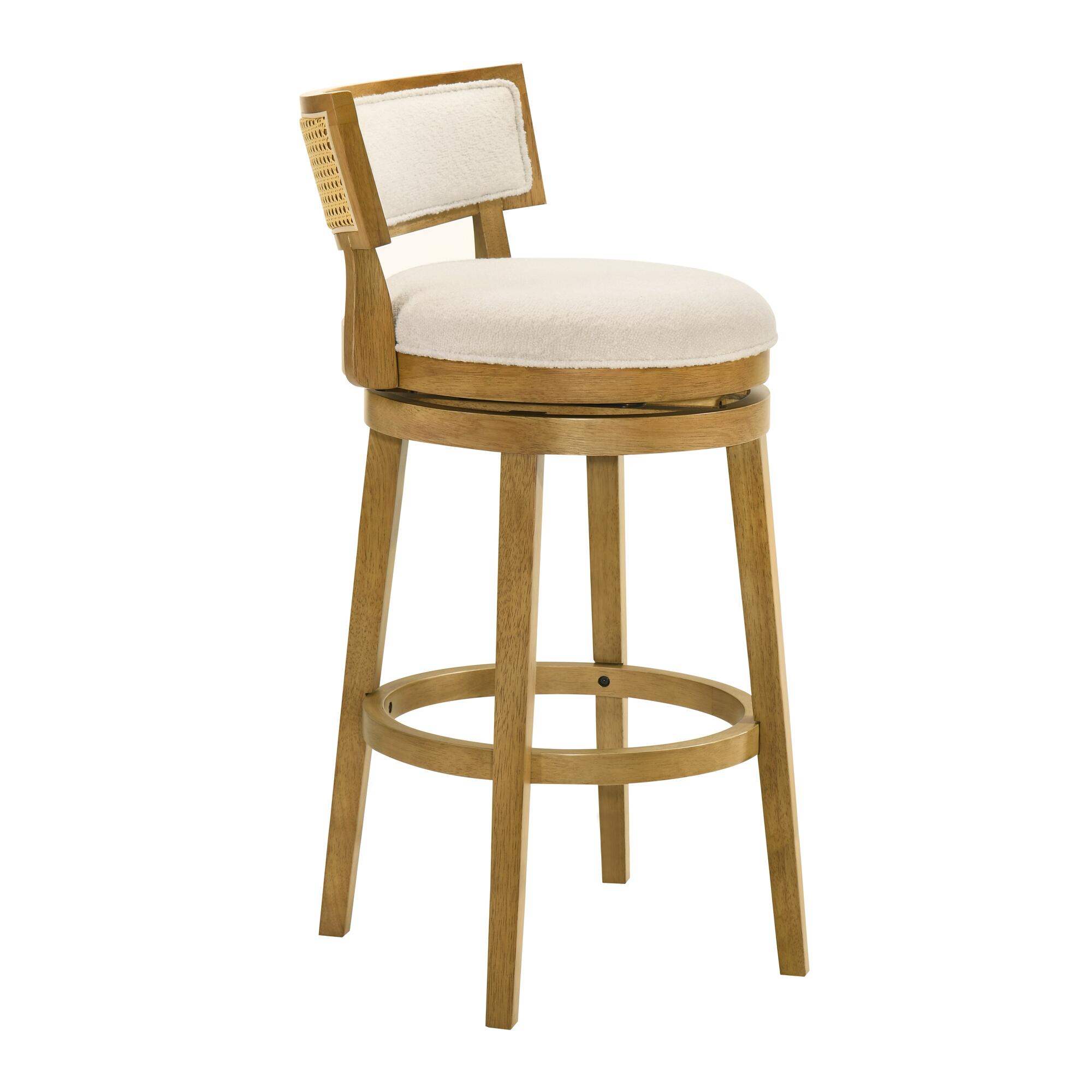 Armen Living Noely Bar Height Bar Stool, White/Amber Glow, large
