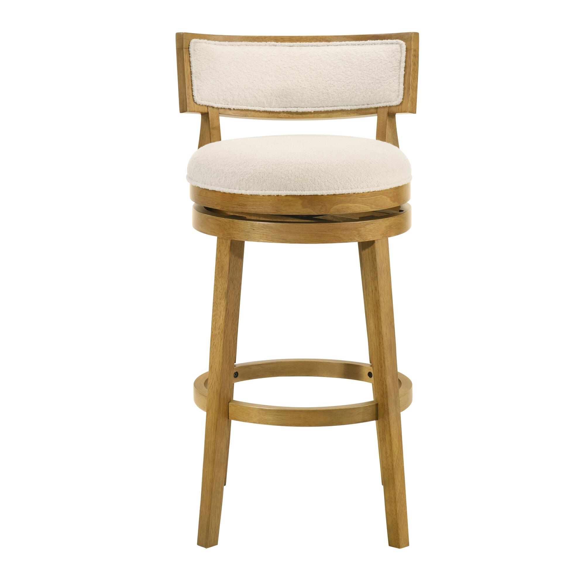 Armen Living Noely Bar Height Bar Stool, White/Amber Glow, large