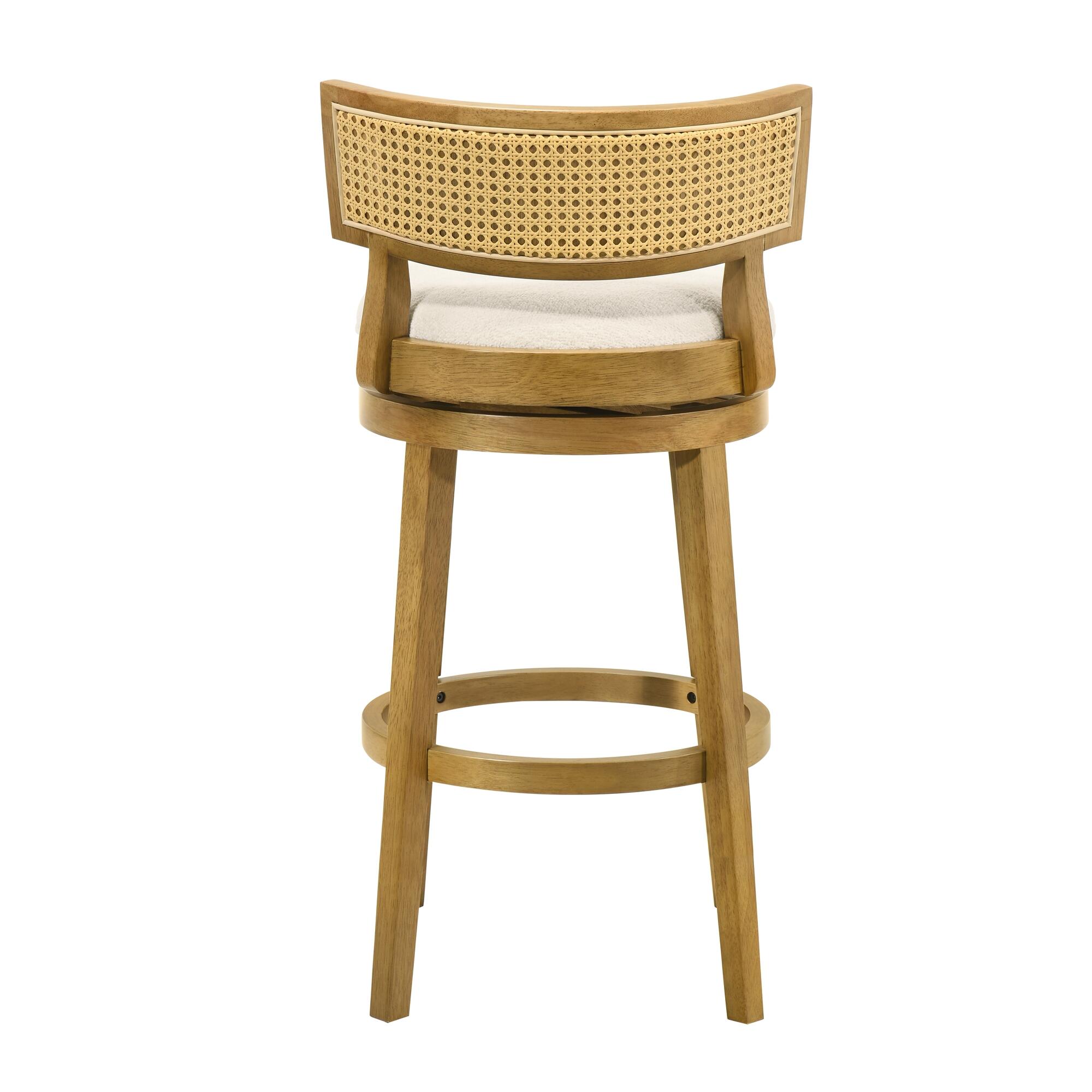 Armen Living Noely Bar Height Bar Stool, White/Amber Glow, large